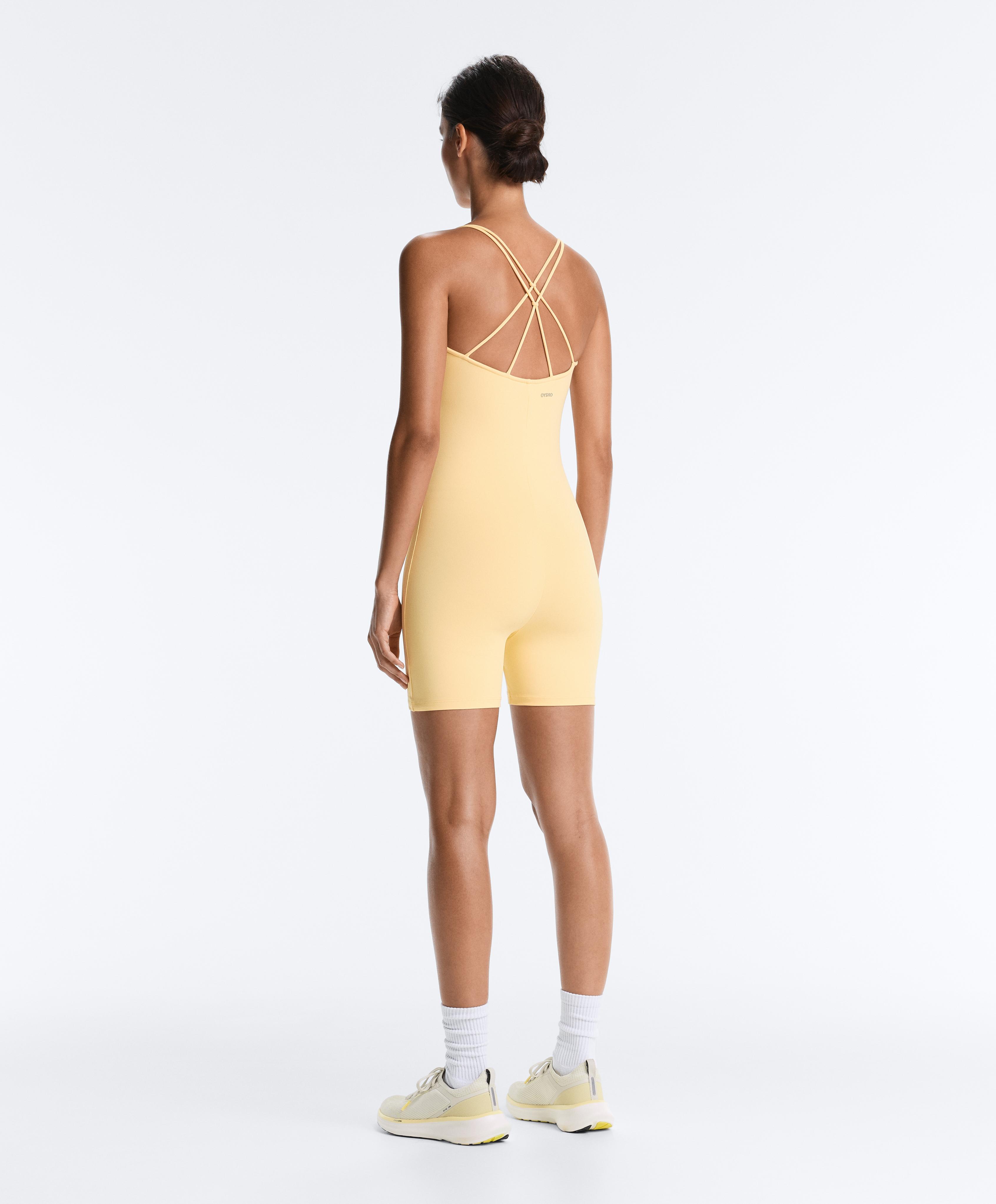 Comfortlux short jumpsuit with knot detail — PALE YELLOW