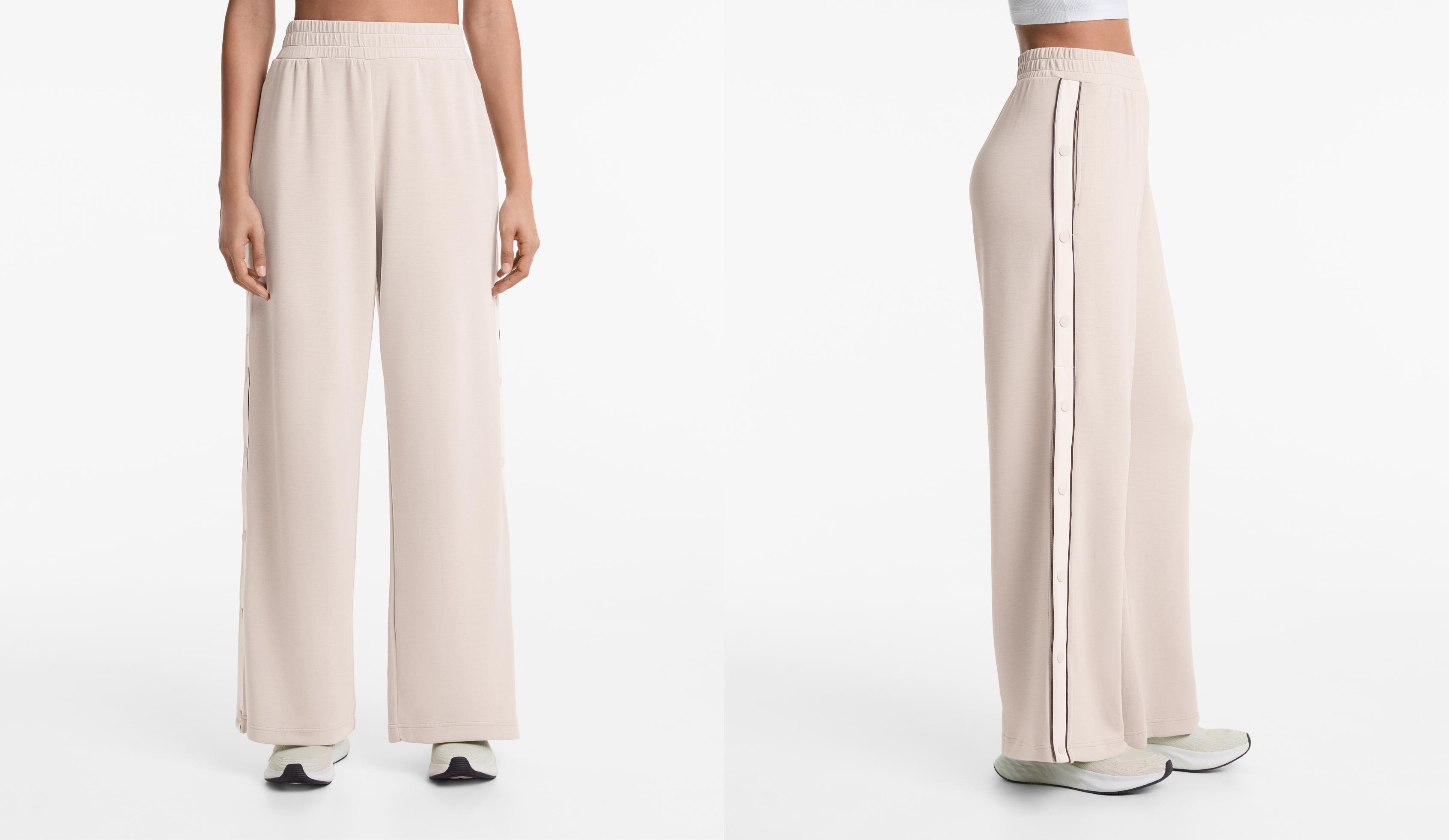 Wide-leg trousers with soft-touch modal, piping and buttons