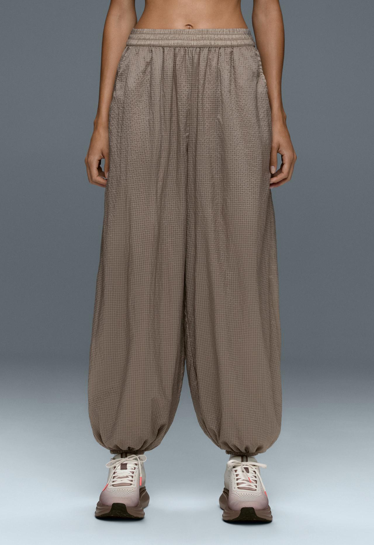 Checked technical trousers — MINK GREY