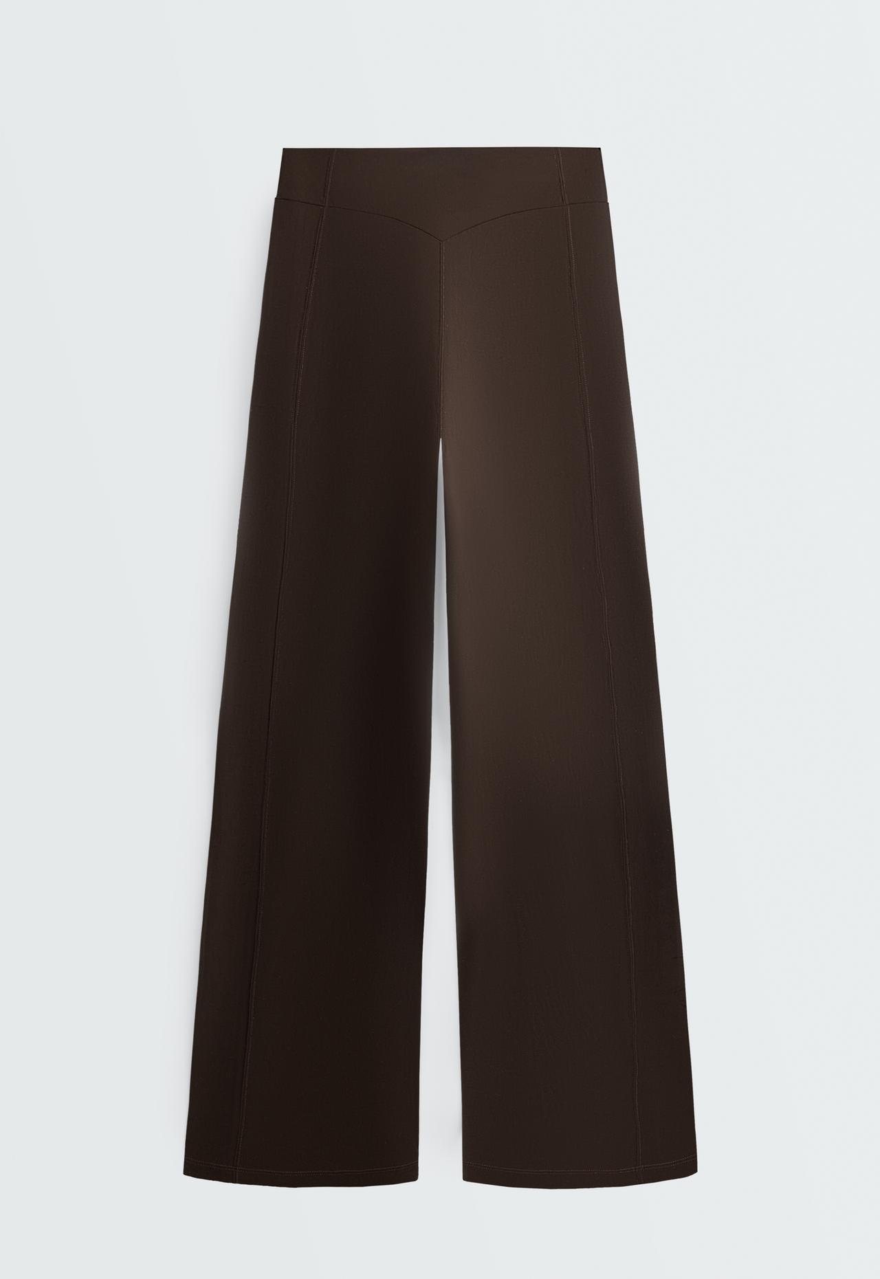 Suede-effect straight-leg trousers — Dark chocolate