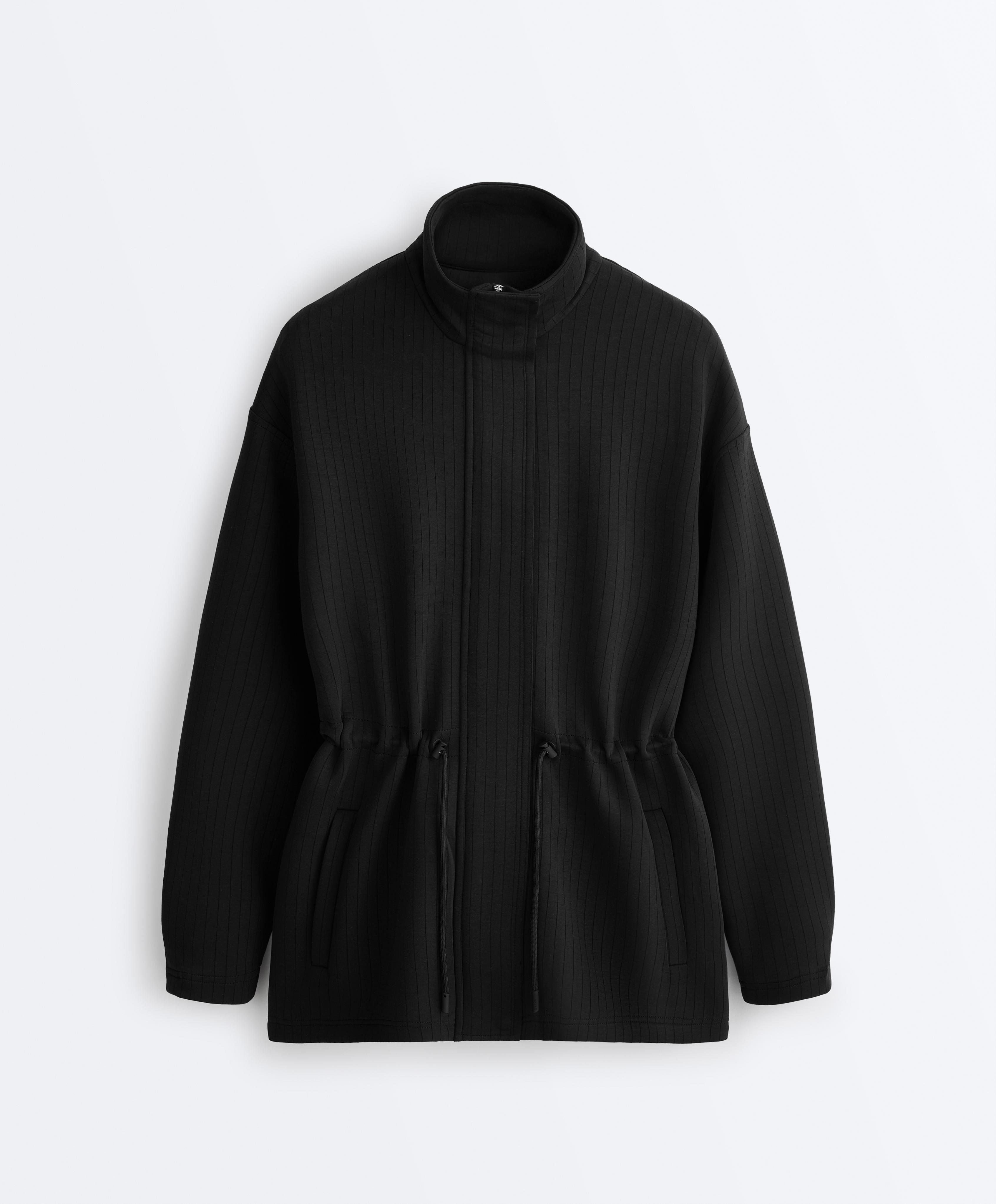 Long Utility jacket with soft-touch modal — BLACK