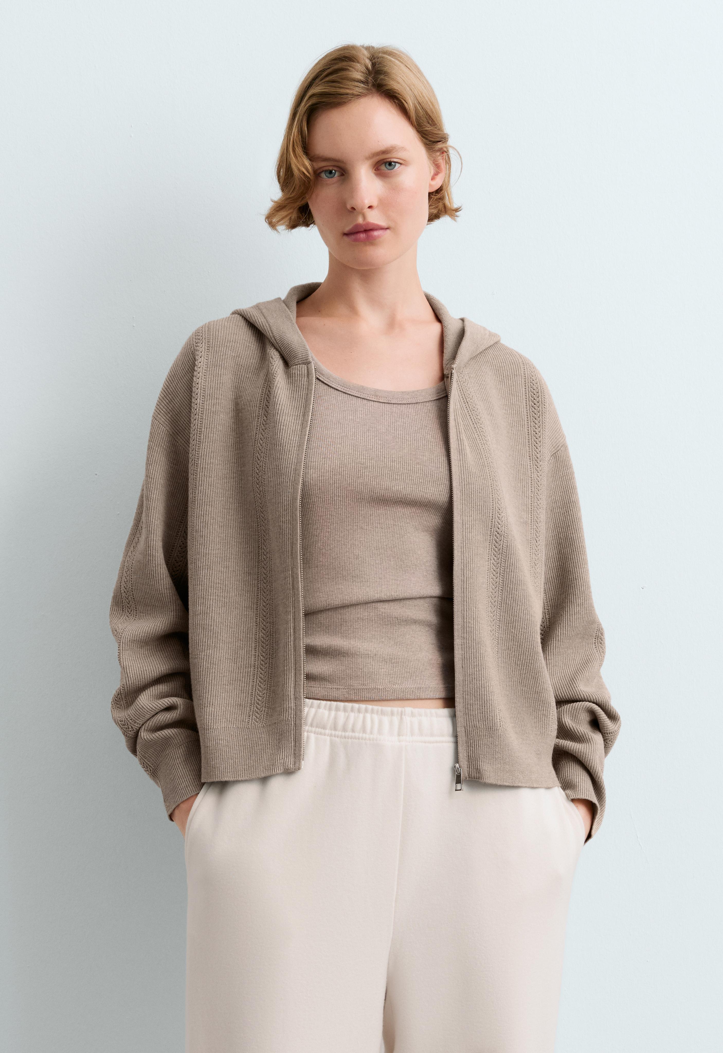 Open-knit hooded jacket