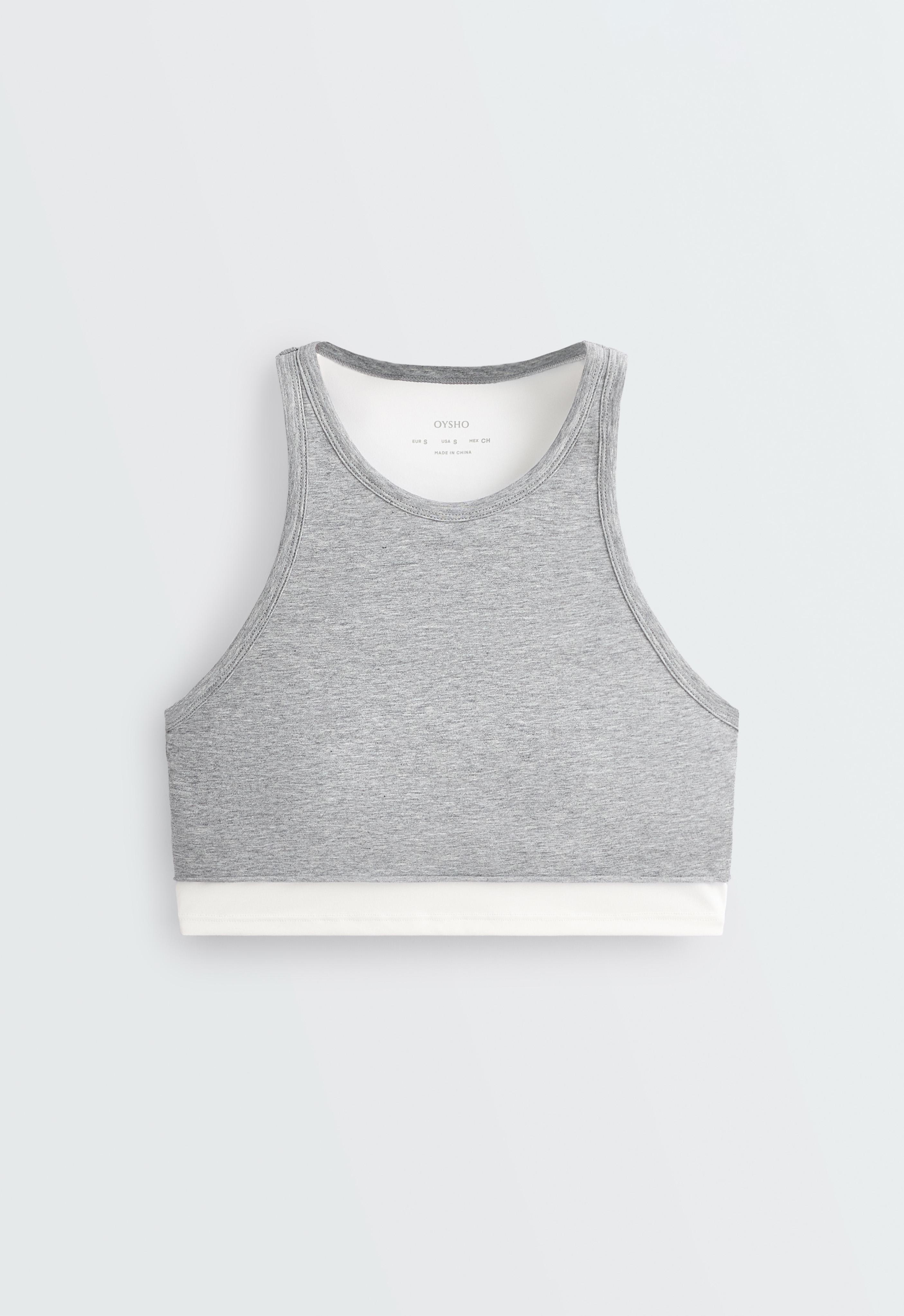 Marl overlay halterneck tank top
