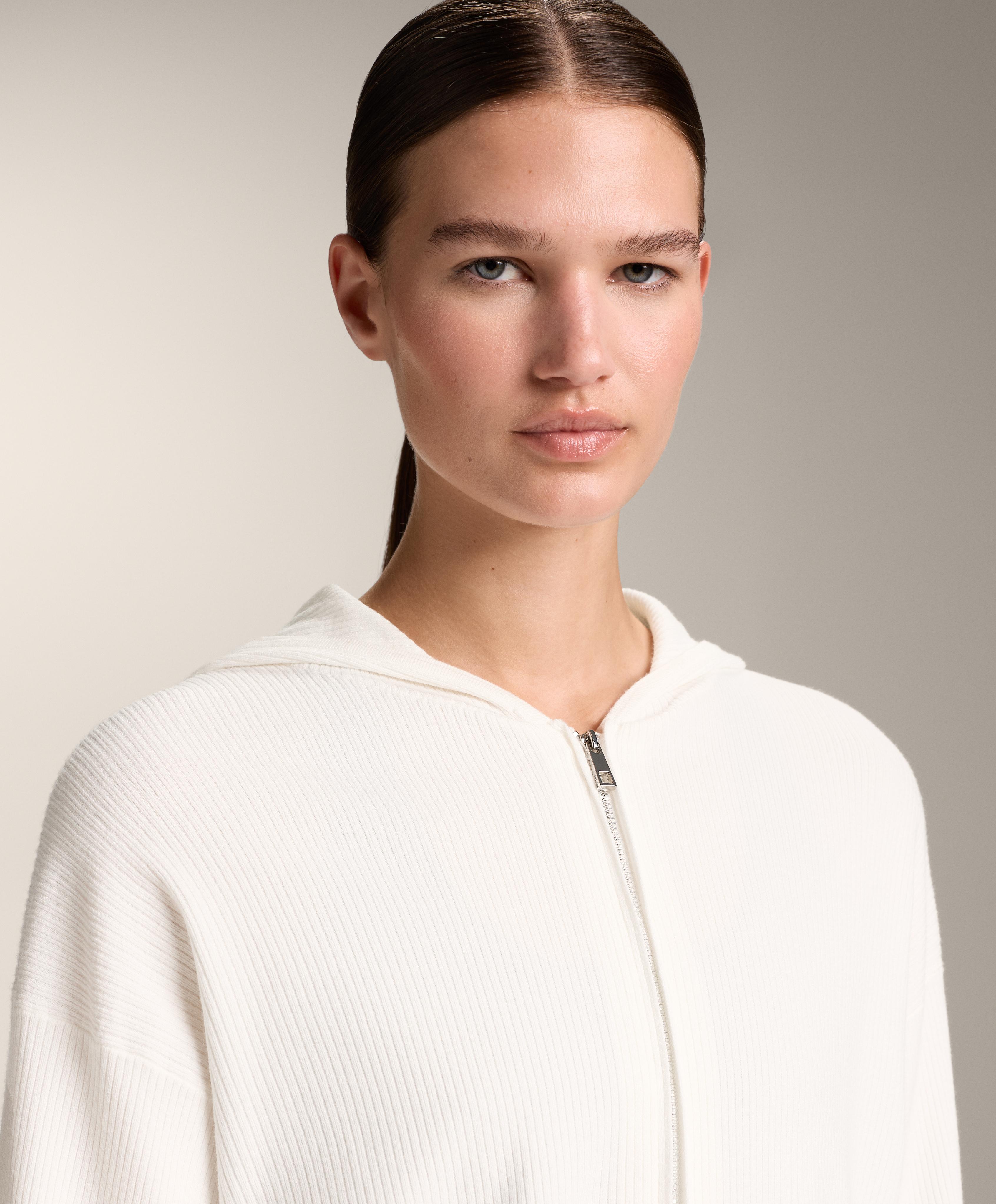Washed knit hooded jacket — WHITE 