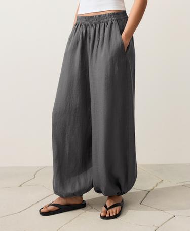100% linen bloomer trousers — STEEL GREY 4