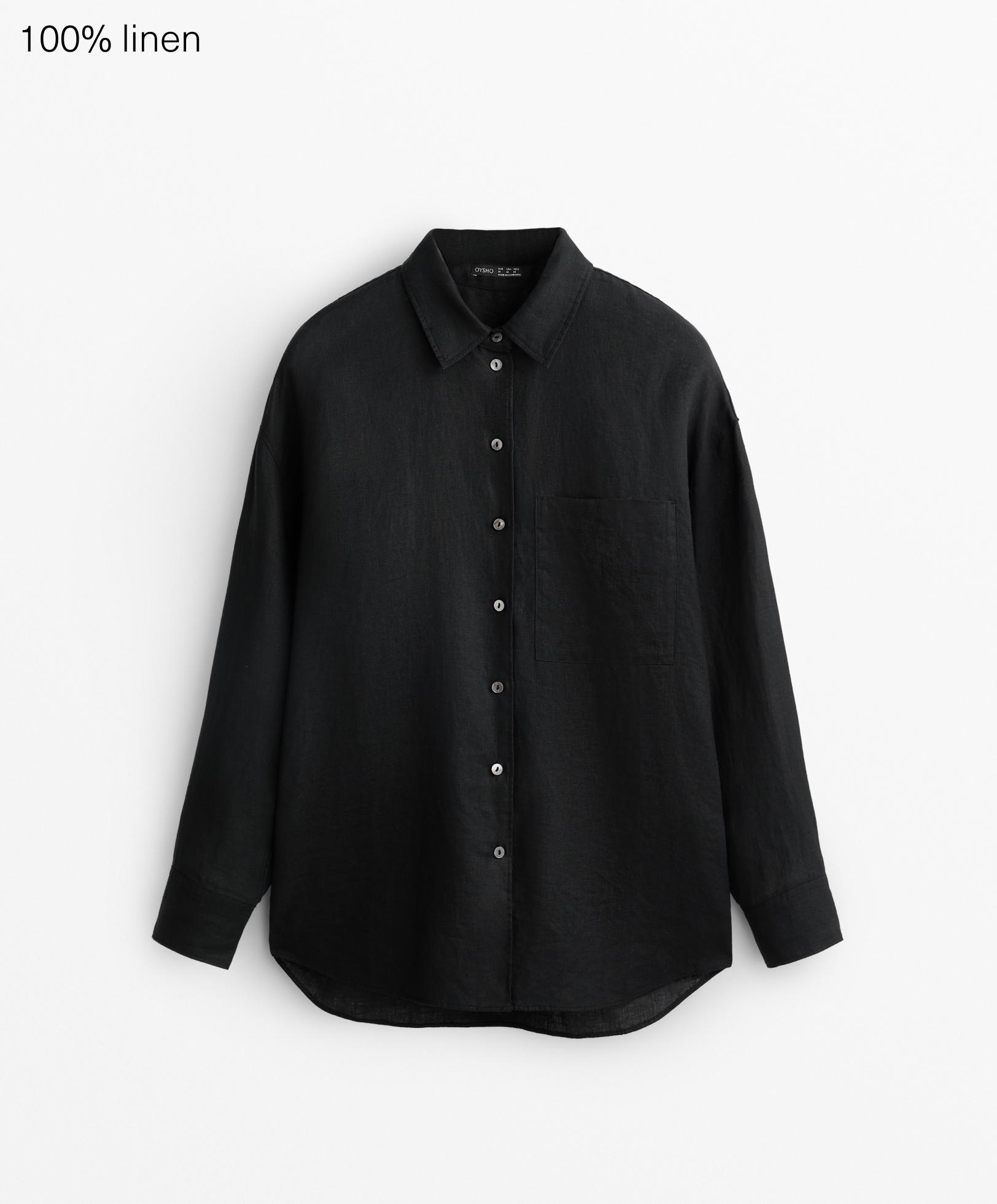 100% linen long-sleeved shirt