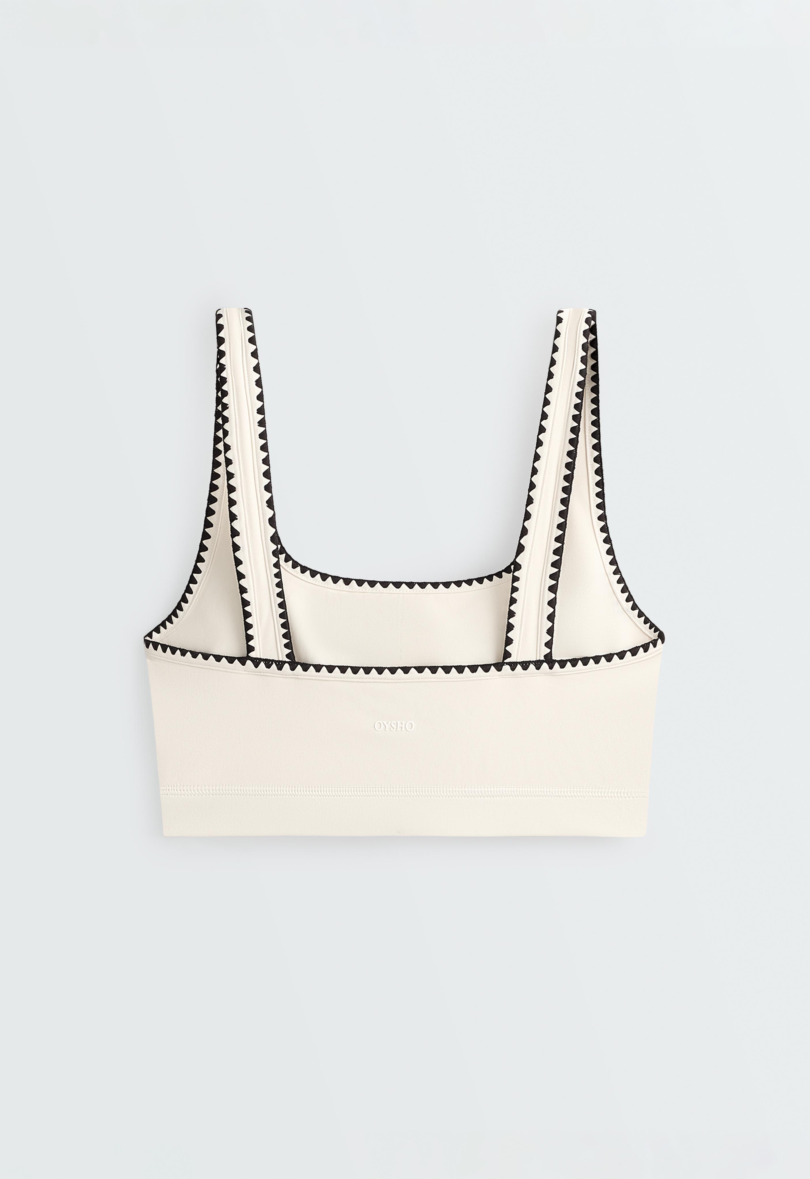 Medium-support Comfortlux sports bra with contrast seams — PALE ECRU