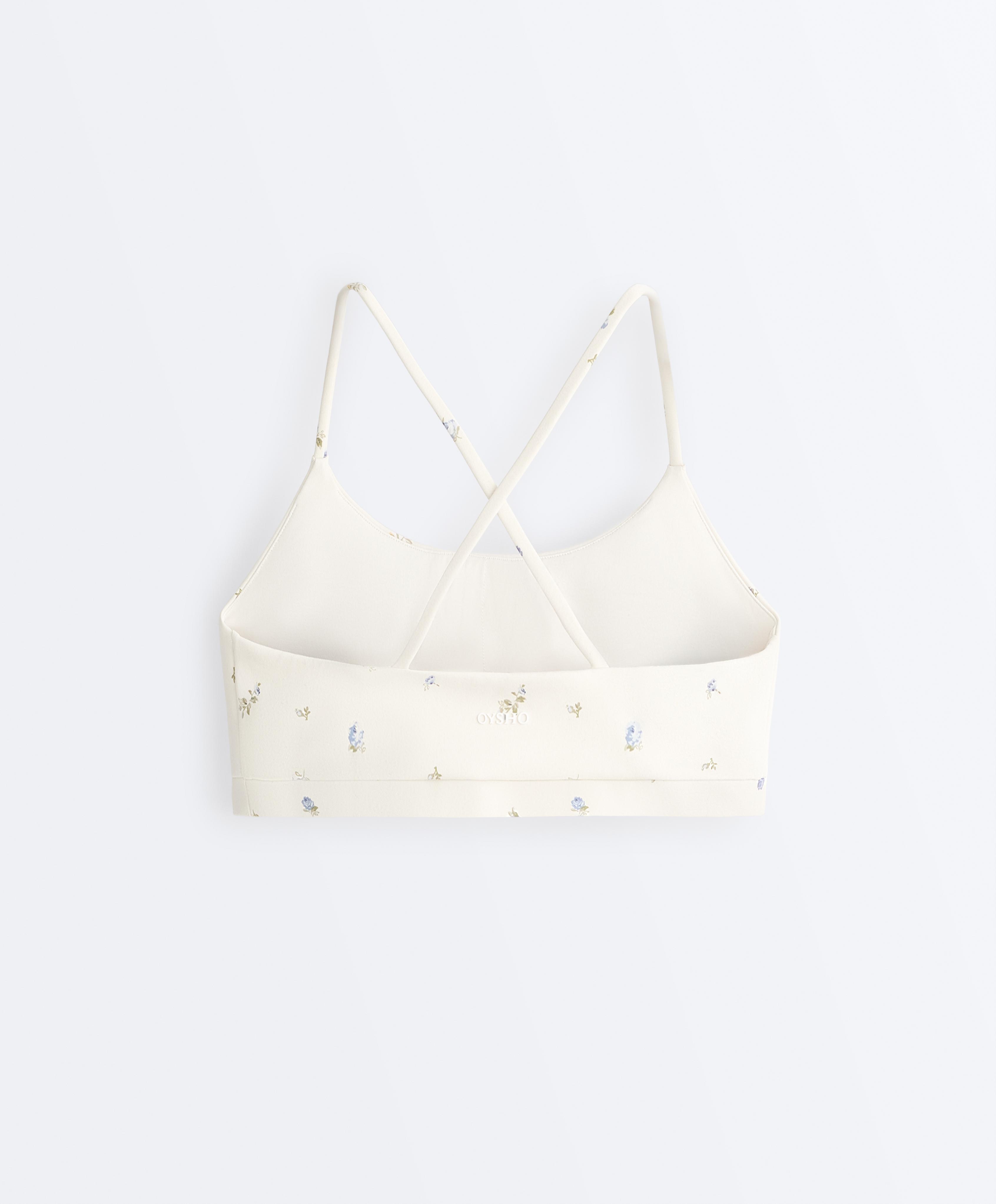 Evermove low-support floral sports bra — PALE ECRU