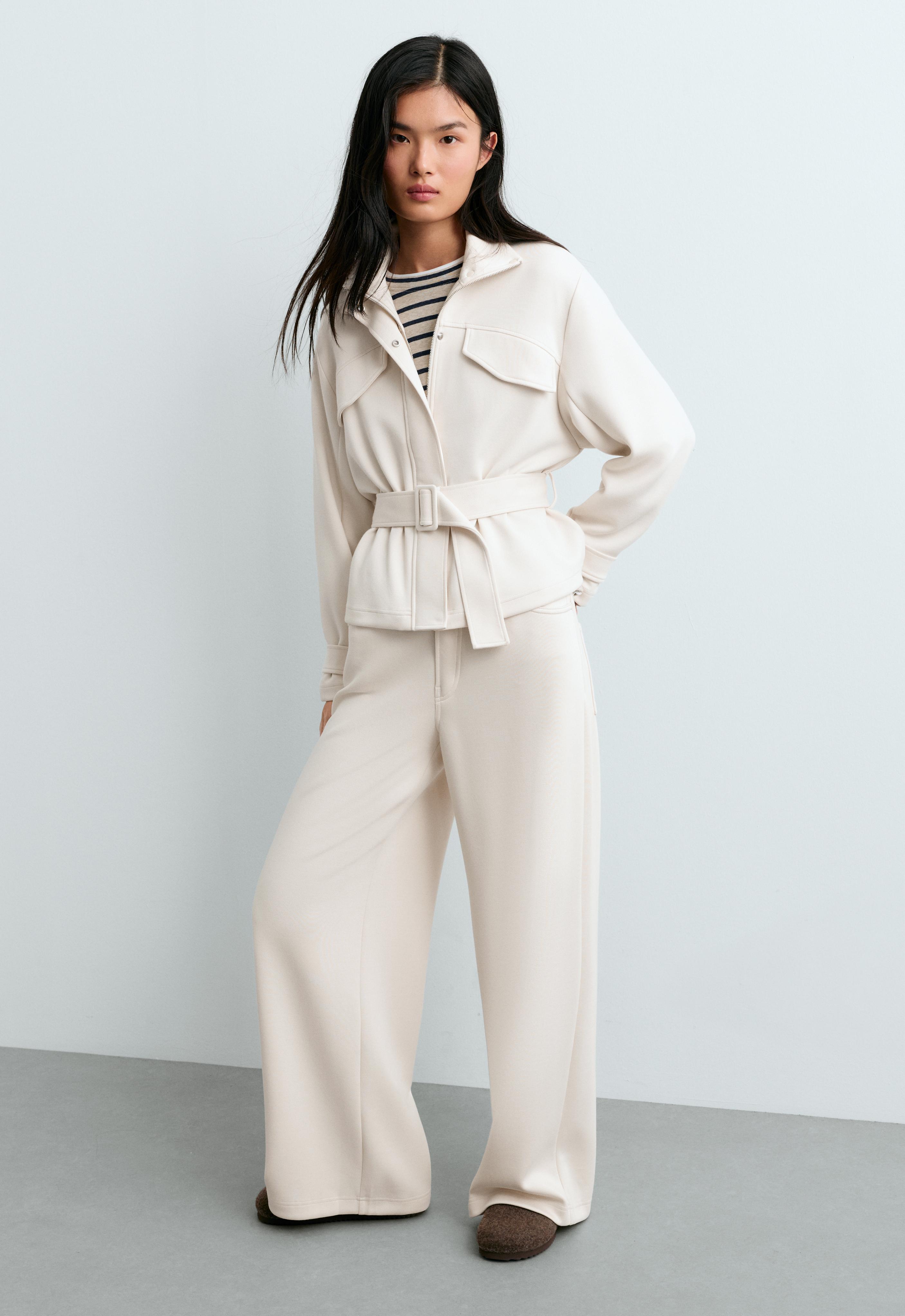 5-pocket wide-leg trousers — PALE ECRU