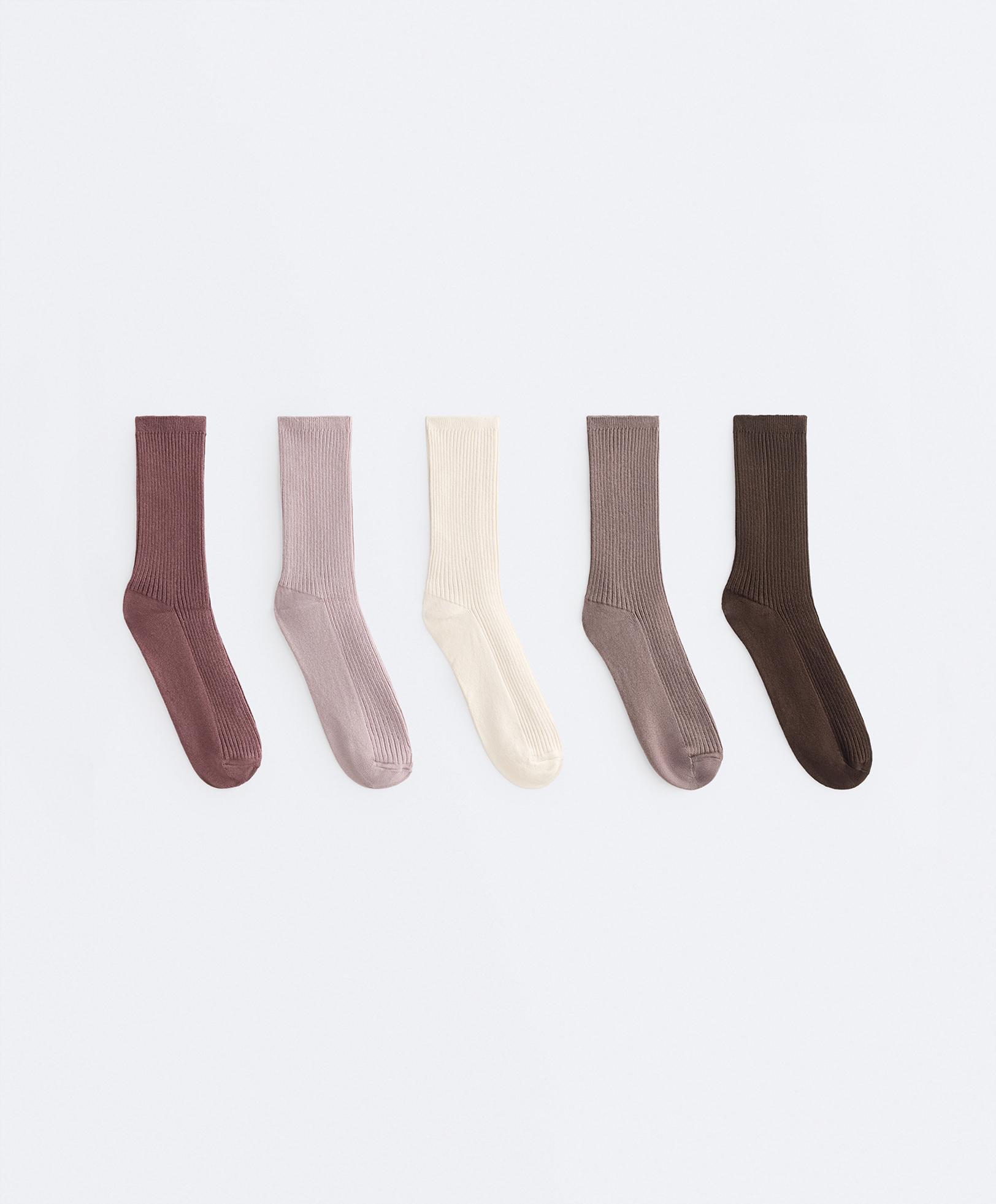 5 pairs of cotton blend classic socks — WASHED ROSE