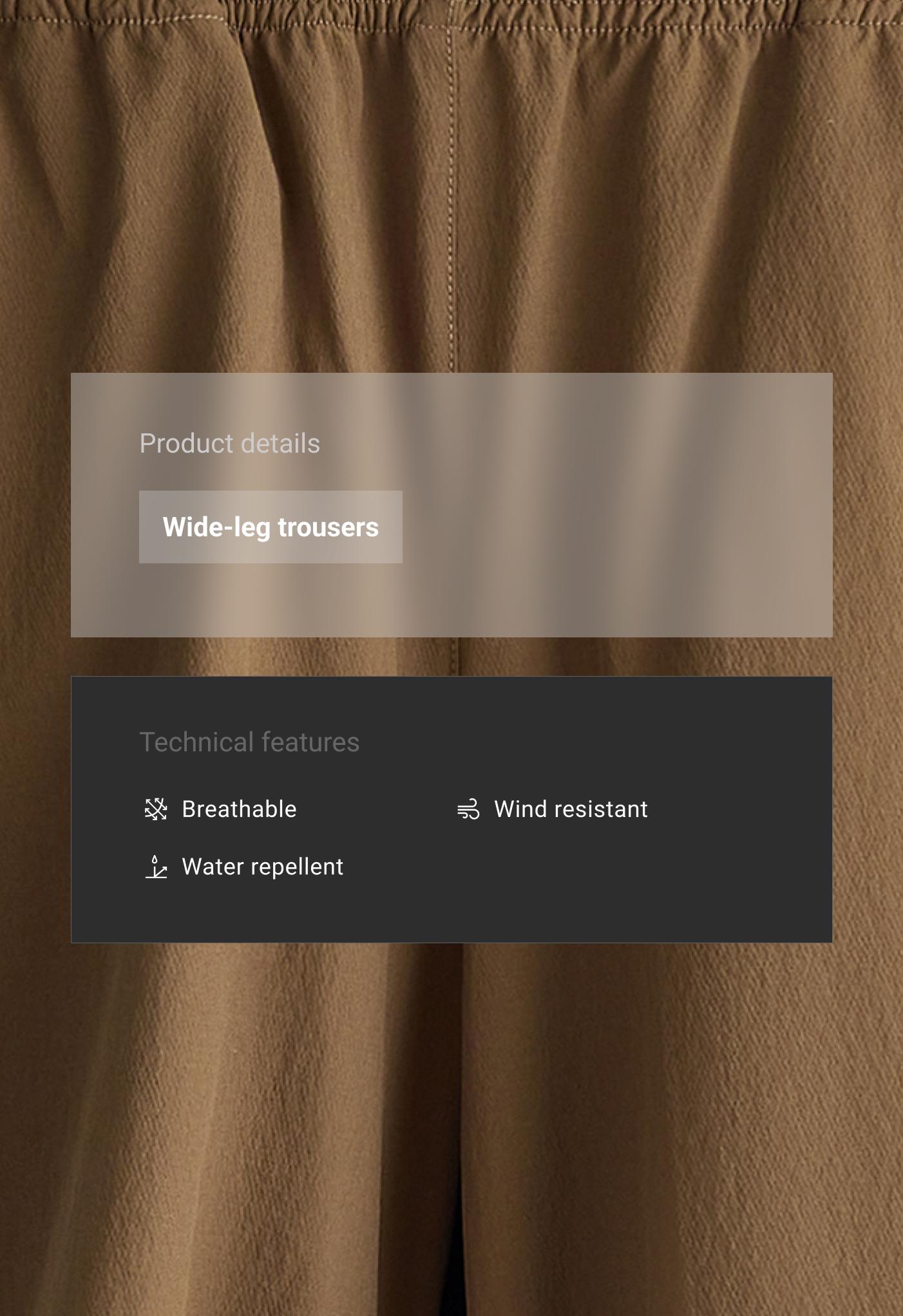 Weite, lange technische Hose mit verstellbarem Jogger-Effekt