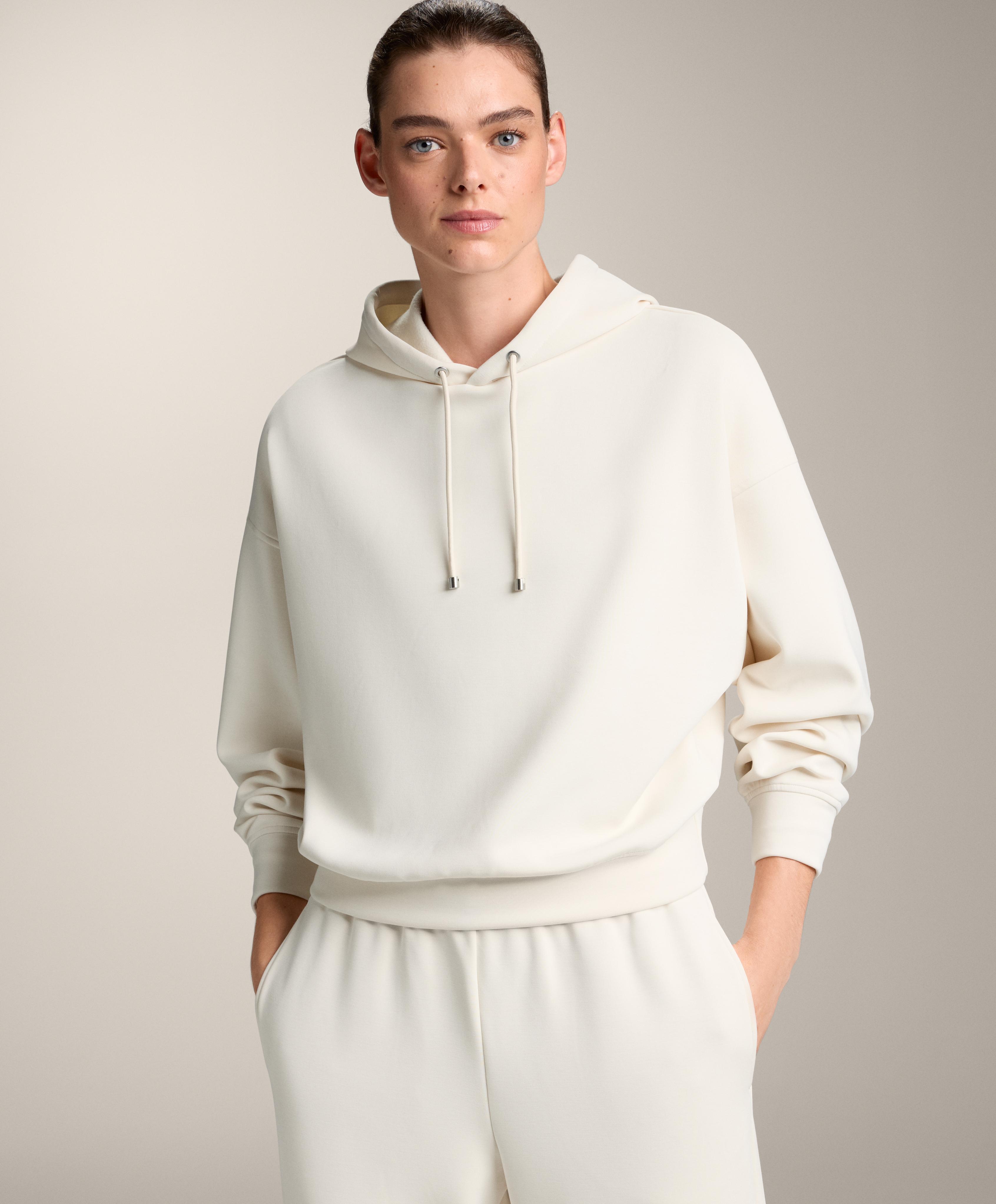 Hooded boxy sweatshirt with brushed modal