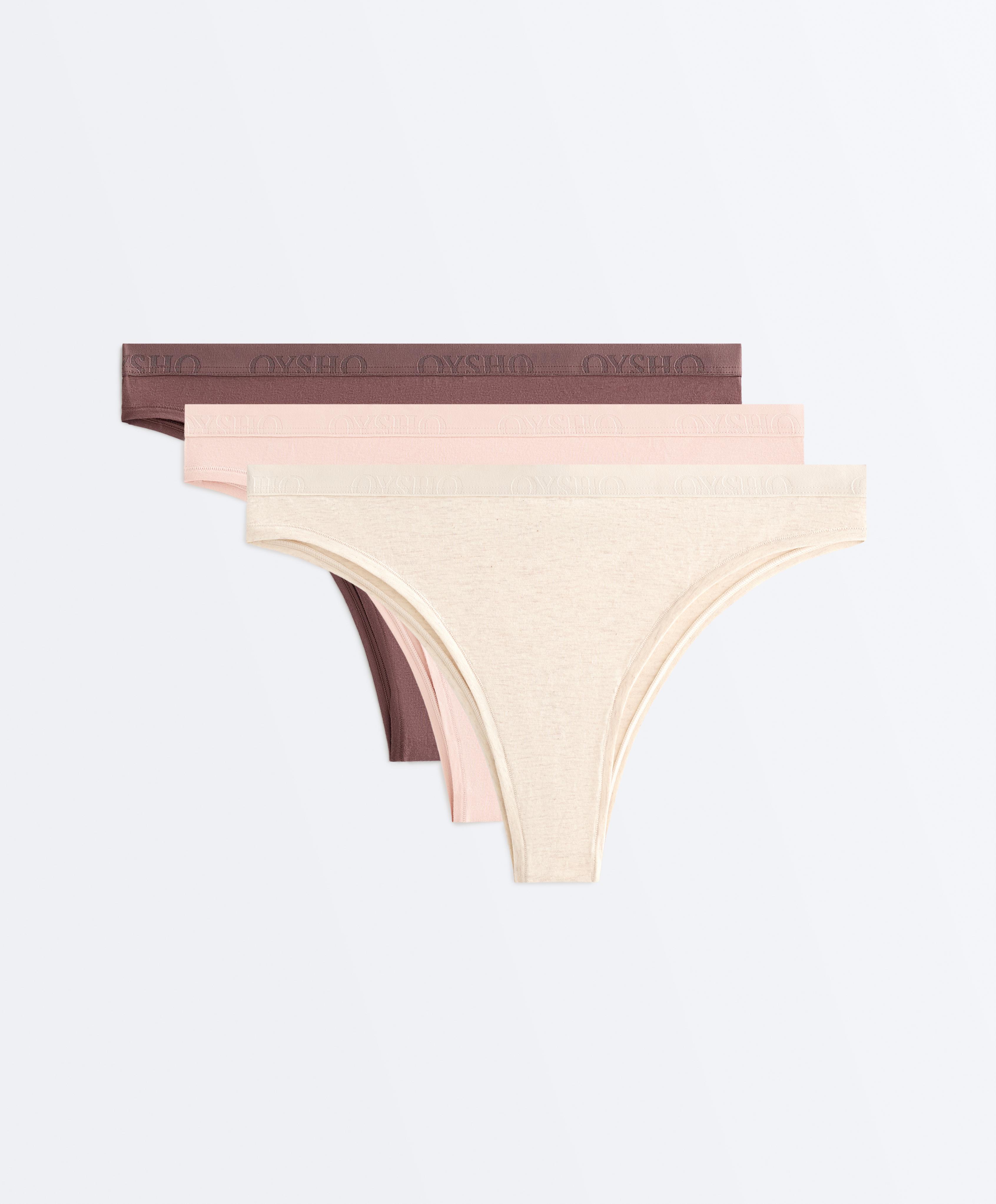 3 cotton blend logo Brazilian briefs