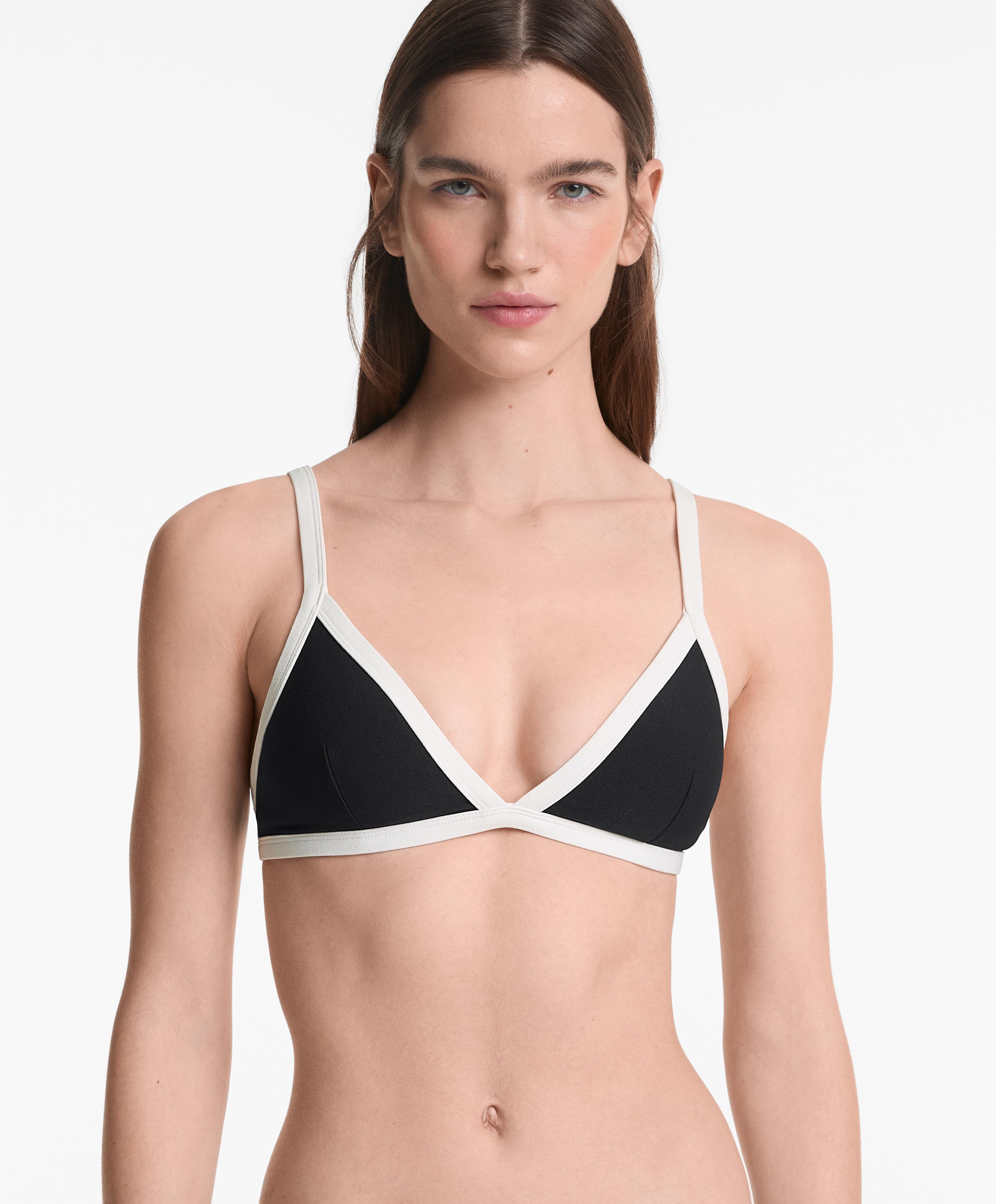 Contrast trim triangle bikini top