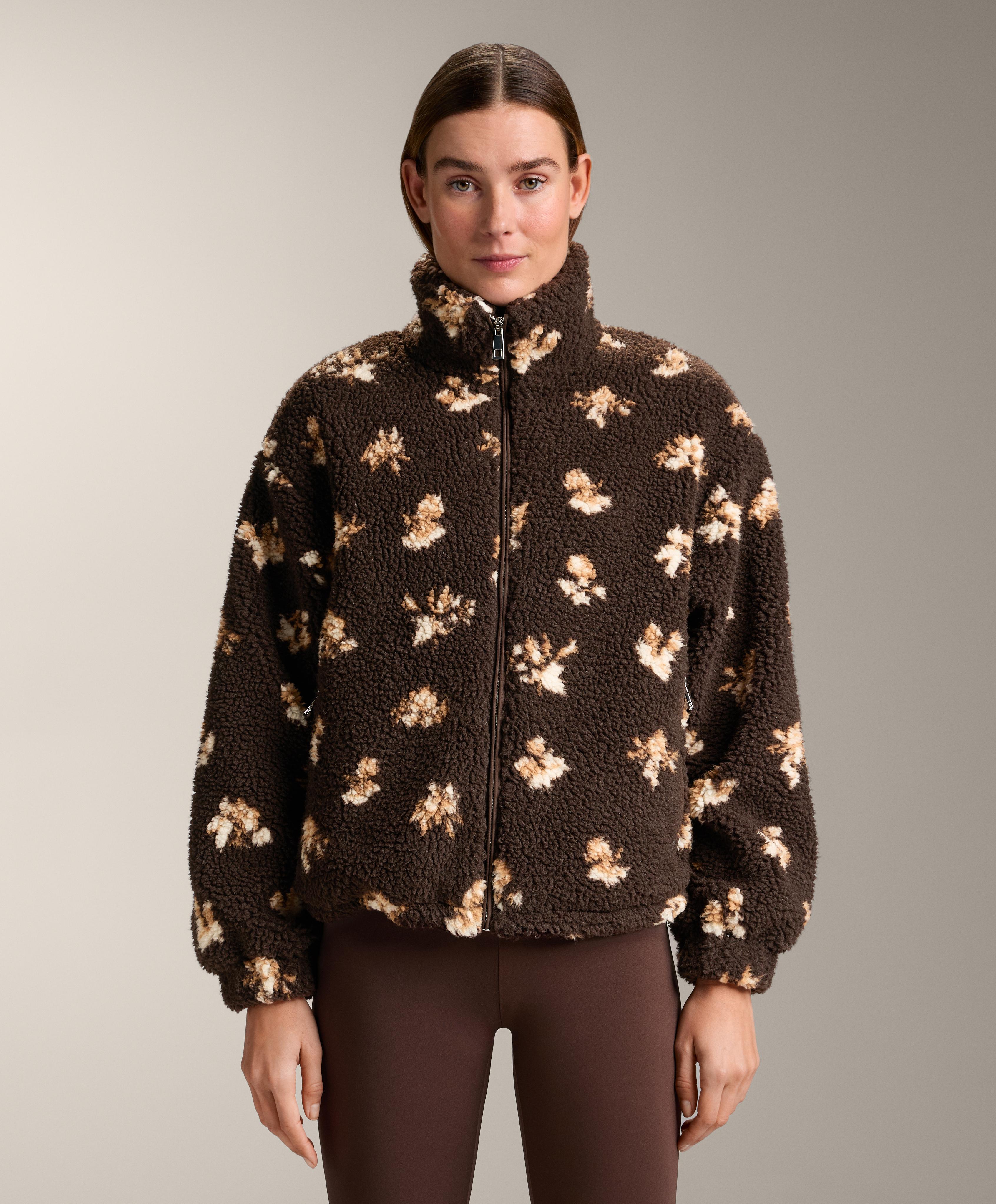 Faux-shearling floral print jacket — CLAY