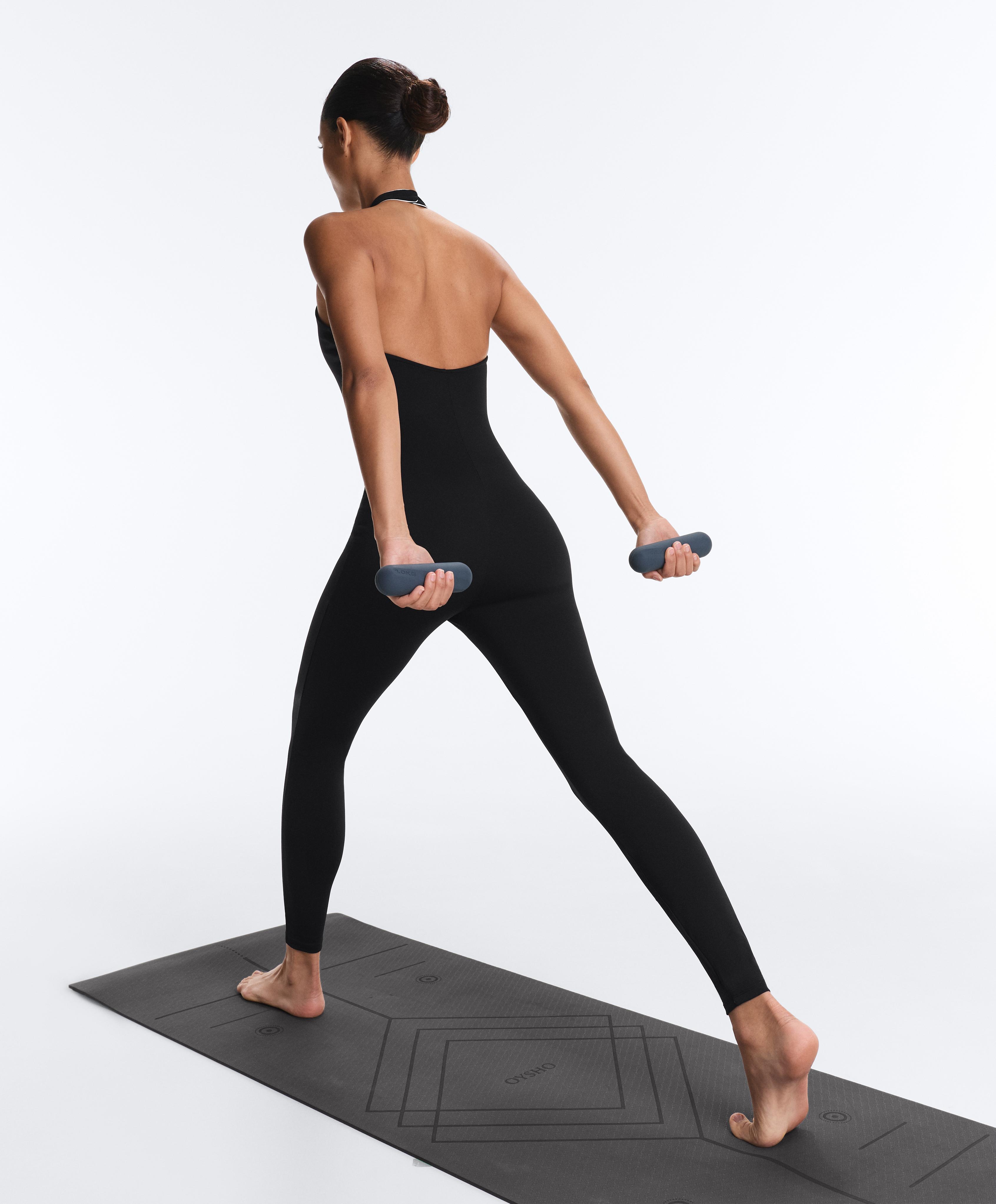 Comfortlux long jumpsuit with tie — BLACK