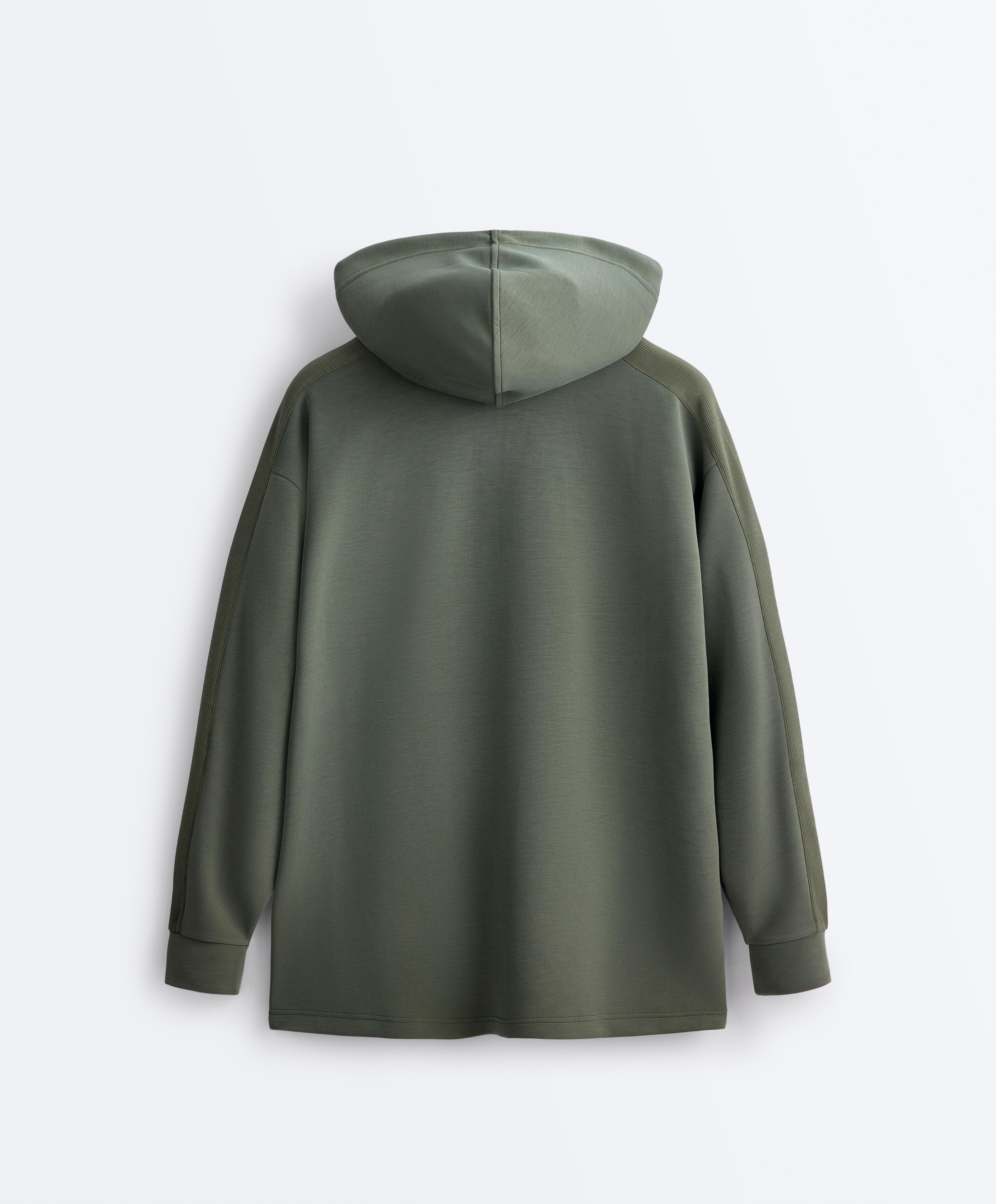 Long jacket with rib details and soft-touch modal — KHAKI