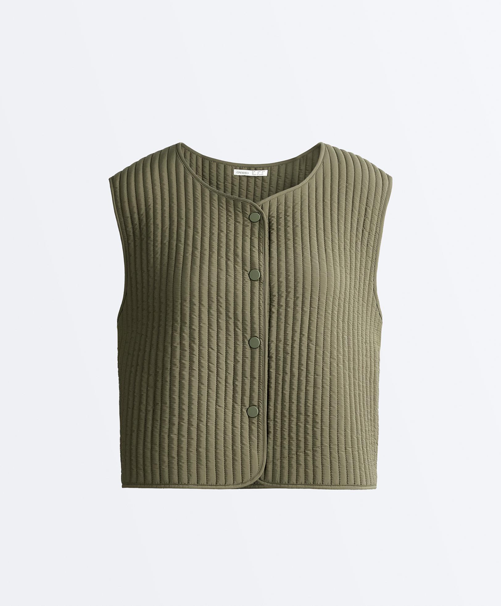 Thin padded nylon gilet — KHAKI