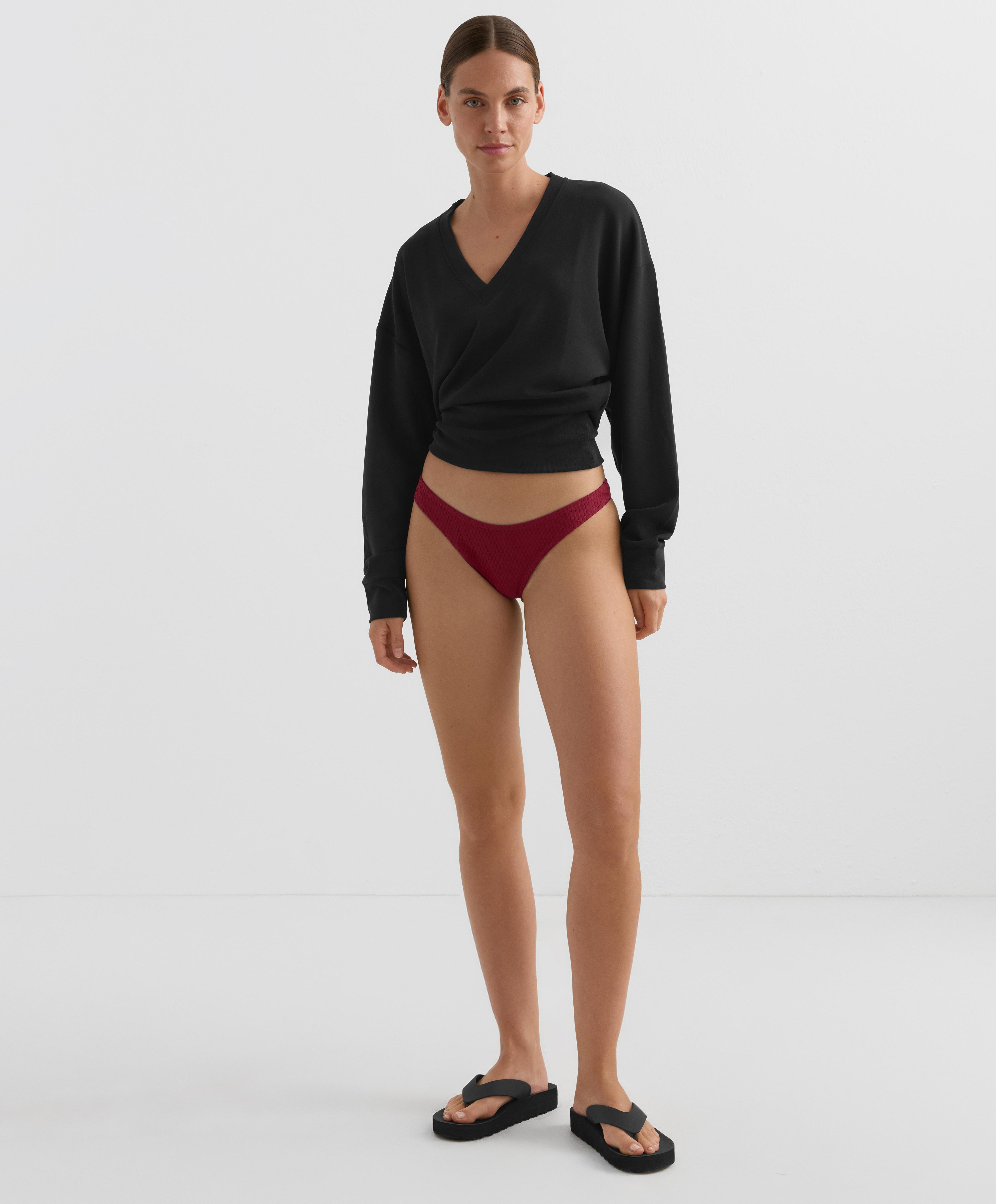 U-cut mini check jacquard Brazilian bikini briefs — PALE PLUM