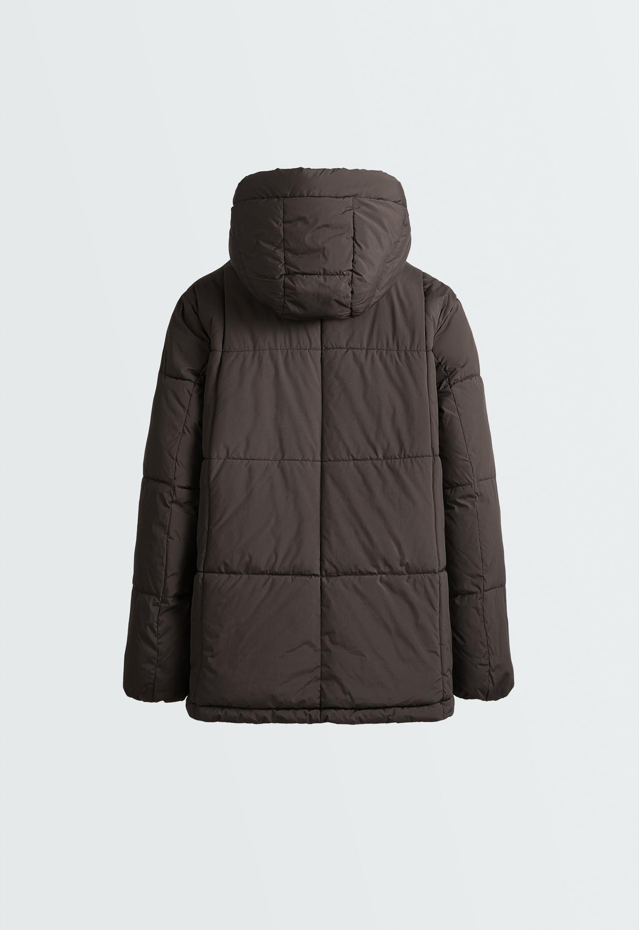 Padded Primaloft® water-repellent A-line jacket — DARK BROWN