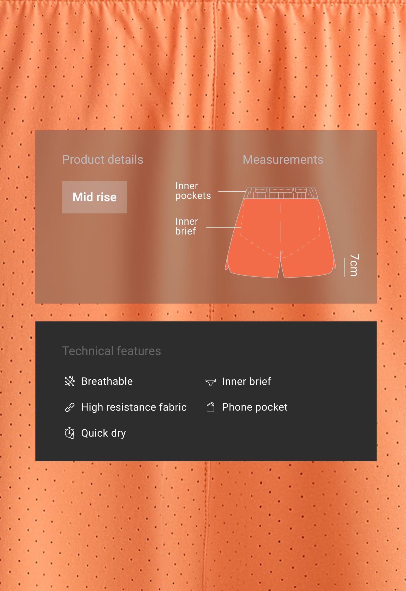 Mid-rise 7cm technical shorts — WASHED ORANGE