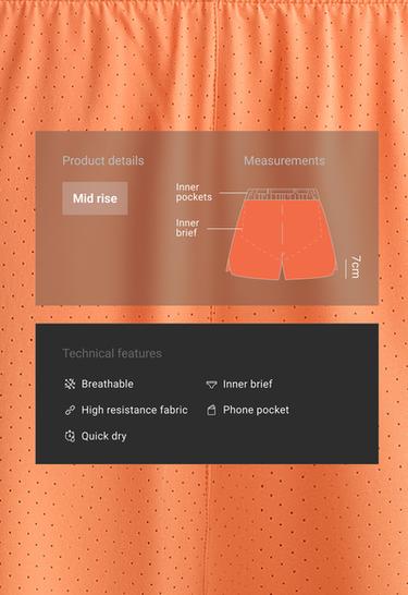 Technical Shorts Mid rise 7cm — WASHED ORANGE 2