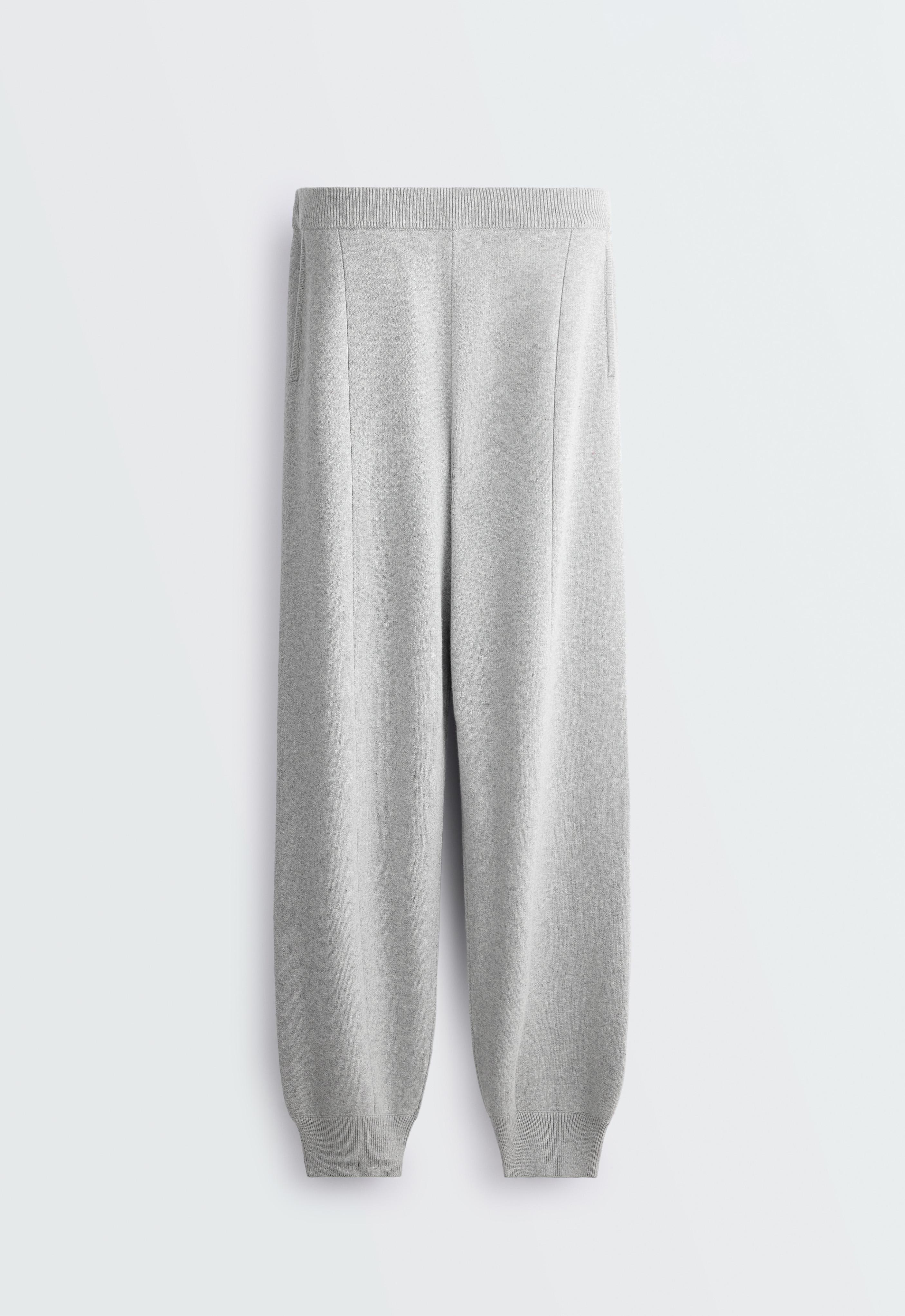 Cotton-blend knit joggers — PALE GREY