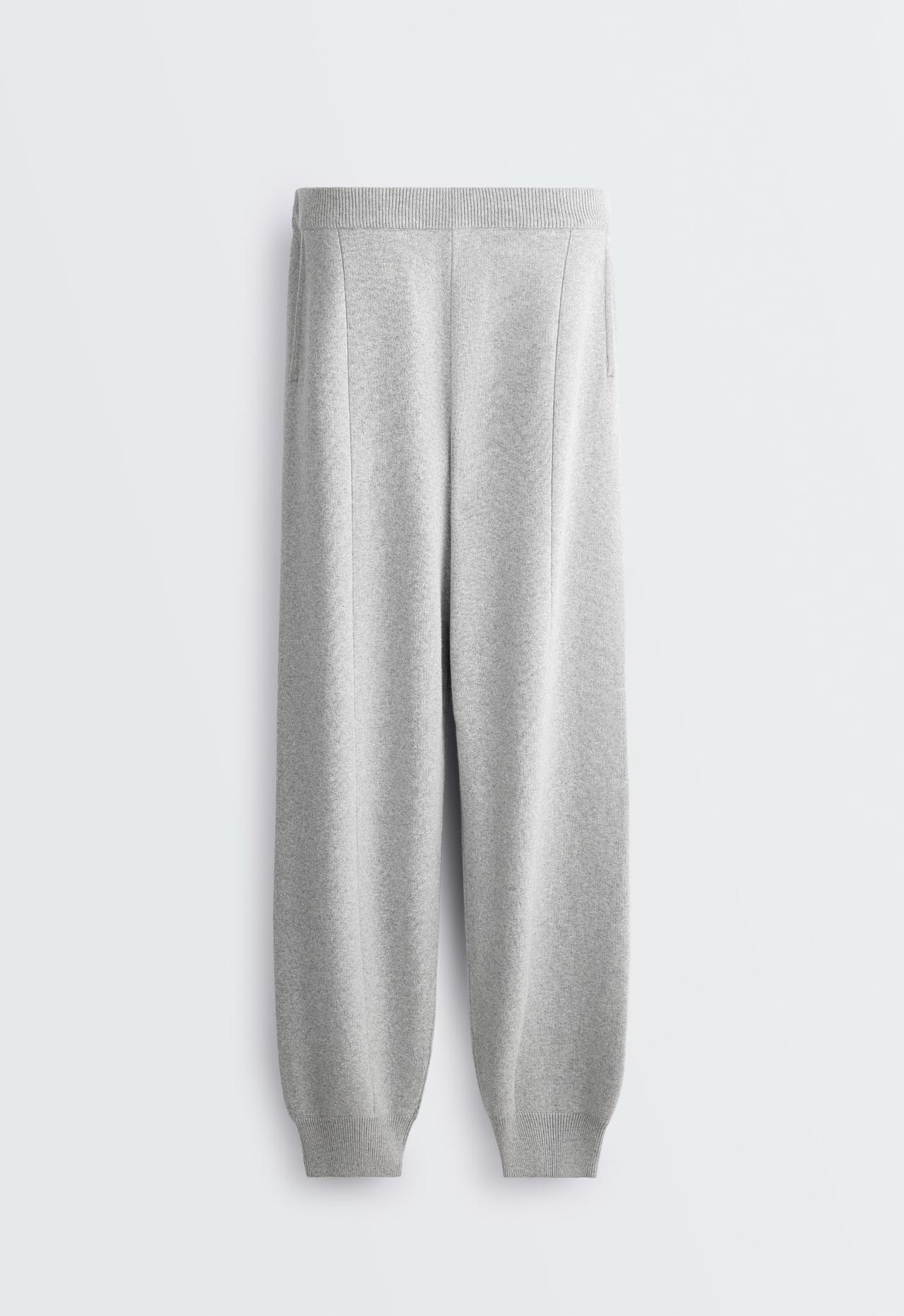 Cotton-blend knit joggers — PALE GREY