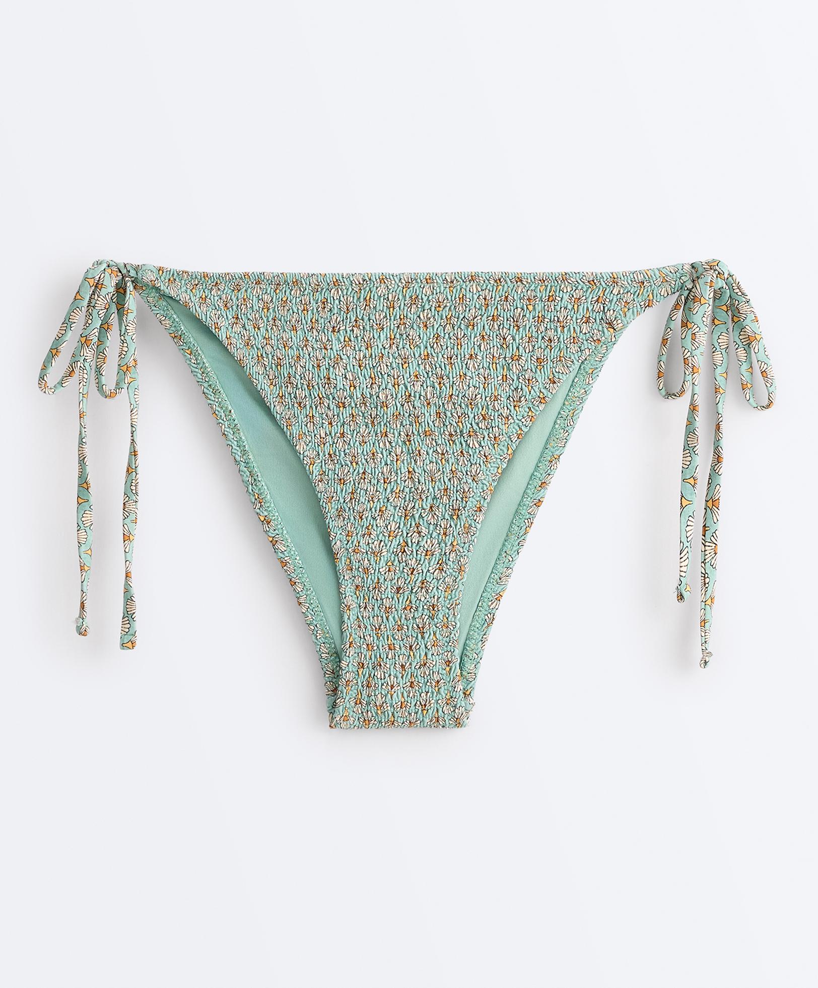 Smock tie medium-coverage bikini briefs — AQUA GREEN