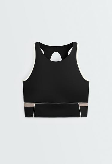 Comfortlux colour-block piping tank top — BLACK 6