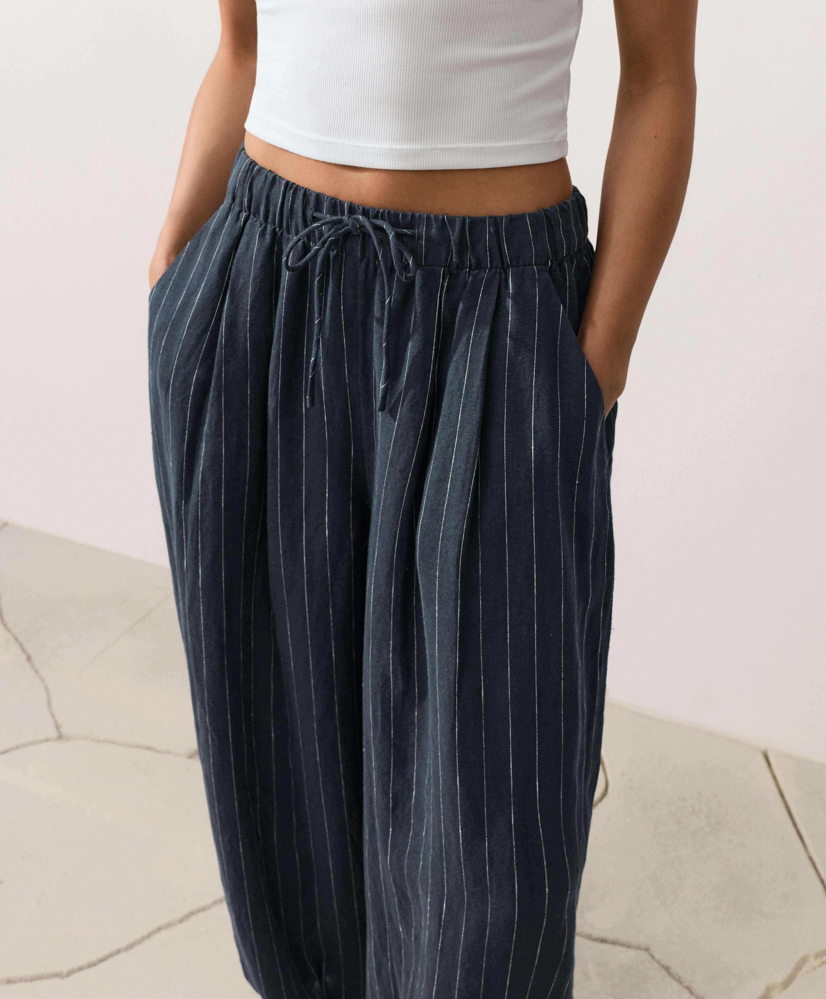 100% linen balloon trousers