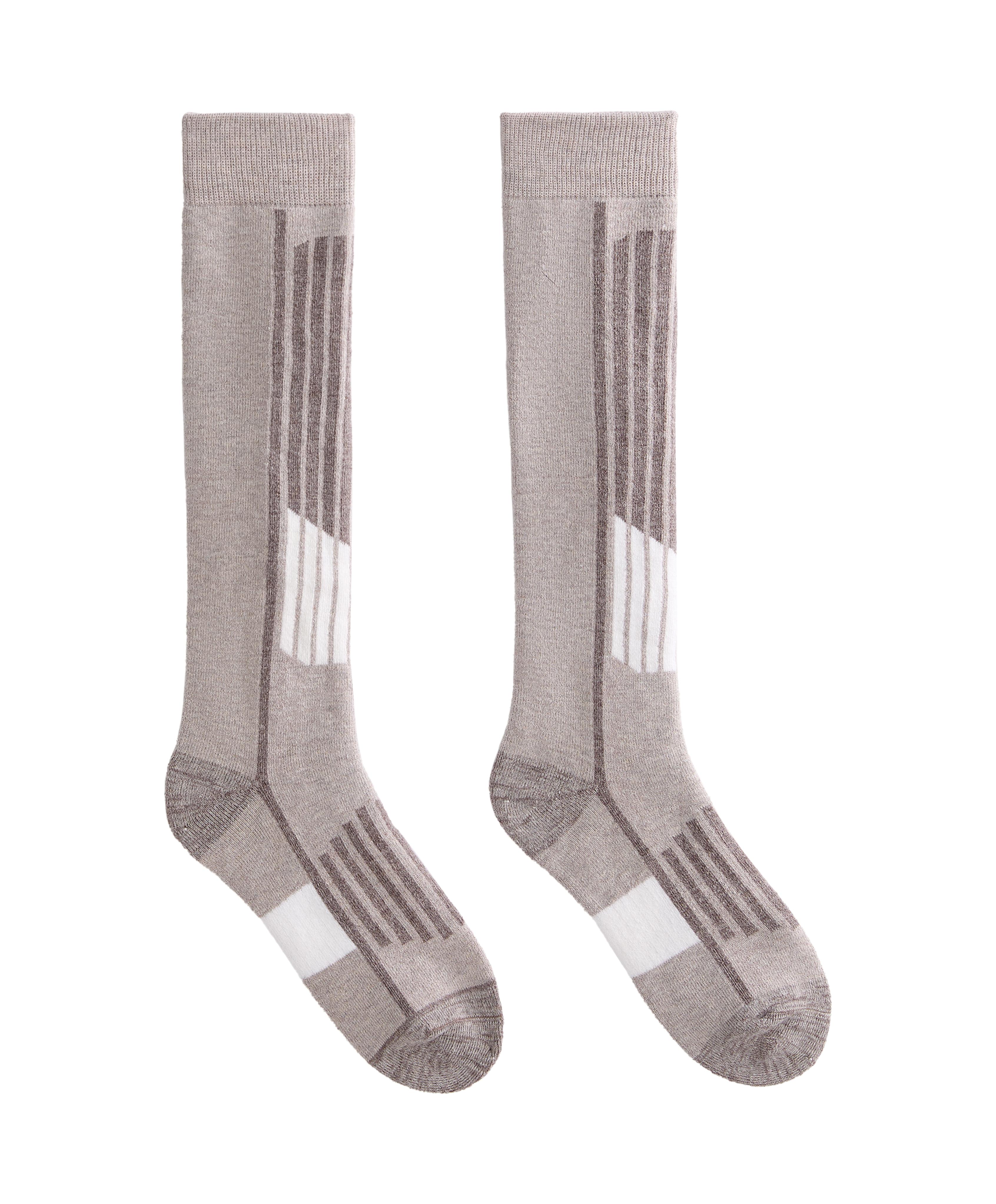 Primaloft® yarn WOOLMARK® wool blend long ski socks — DARK TAUPE