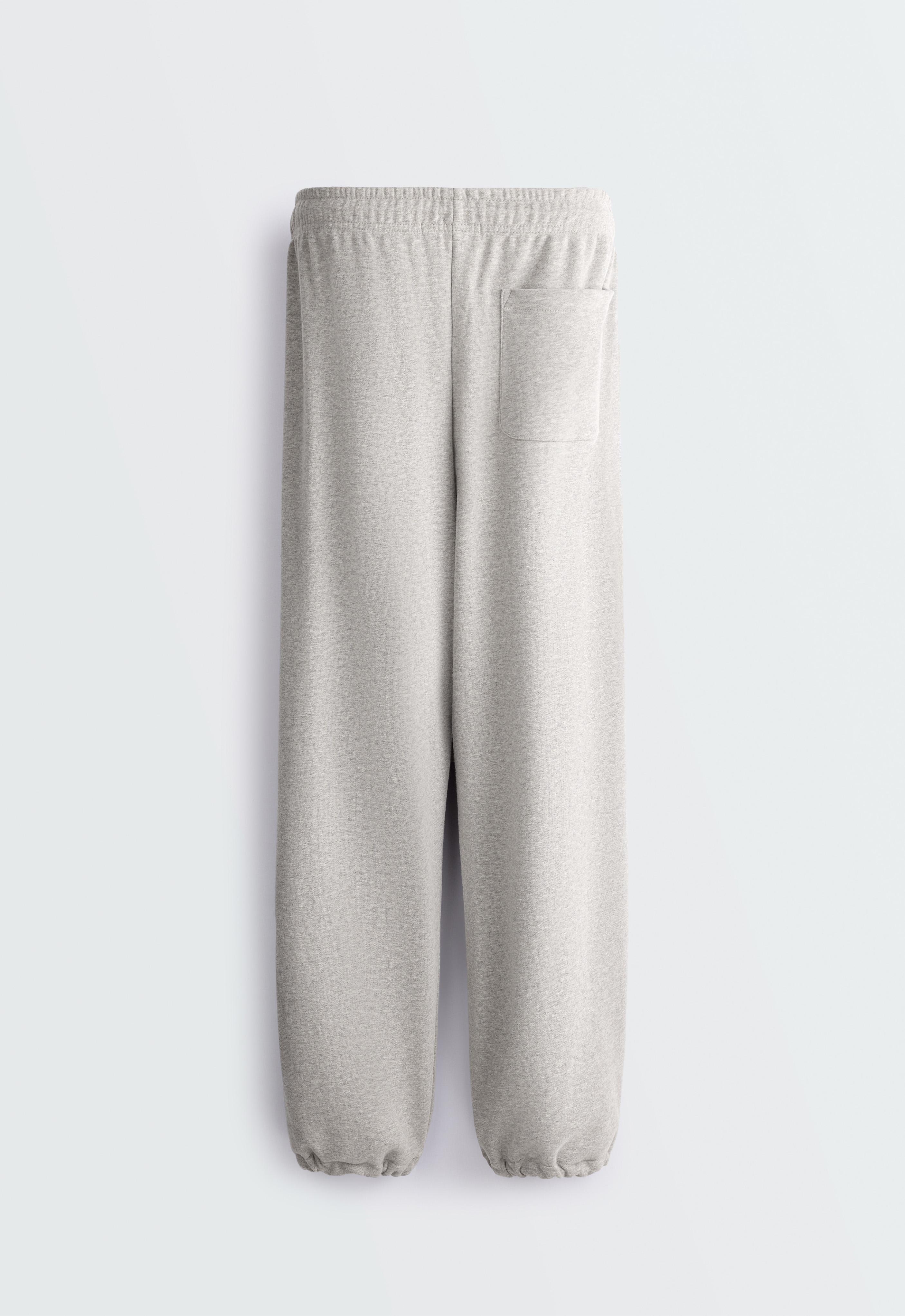Adjustable straight-leg marl fleece trousers — MID-GREY MELANGE