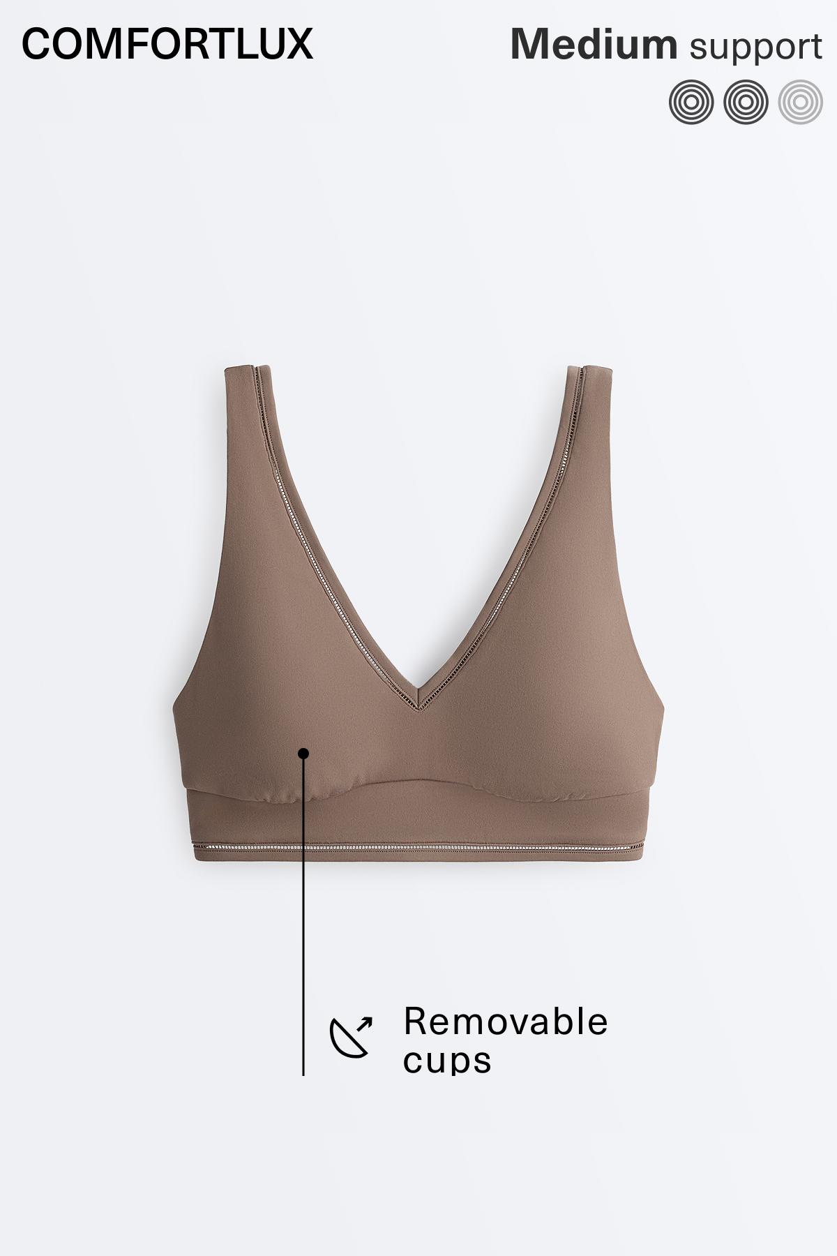 Comfortlux medium-support hemstitch sports bra — MINK