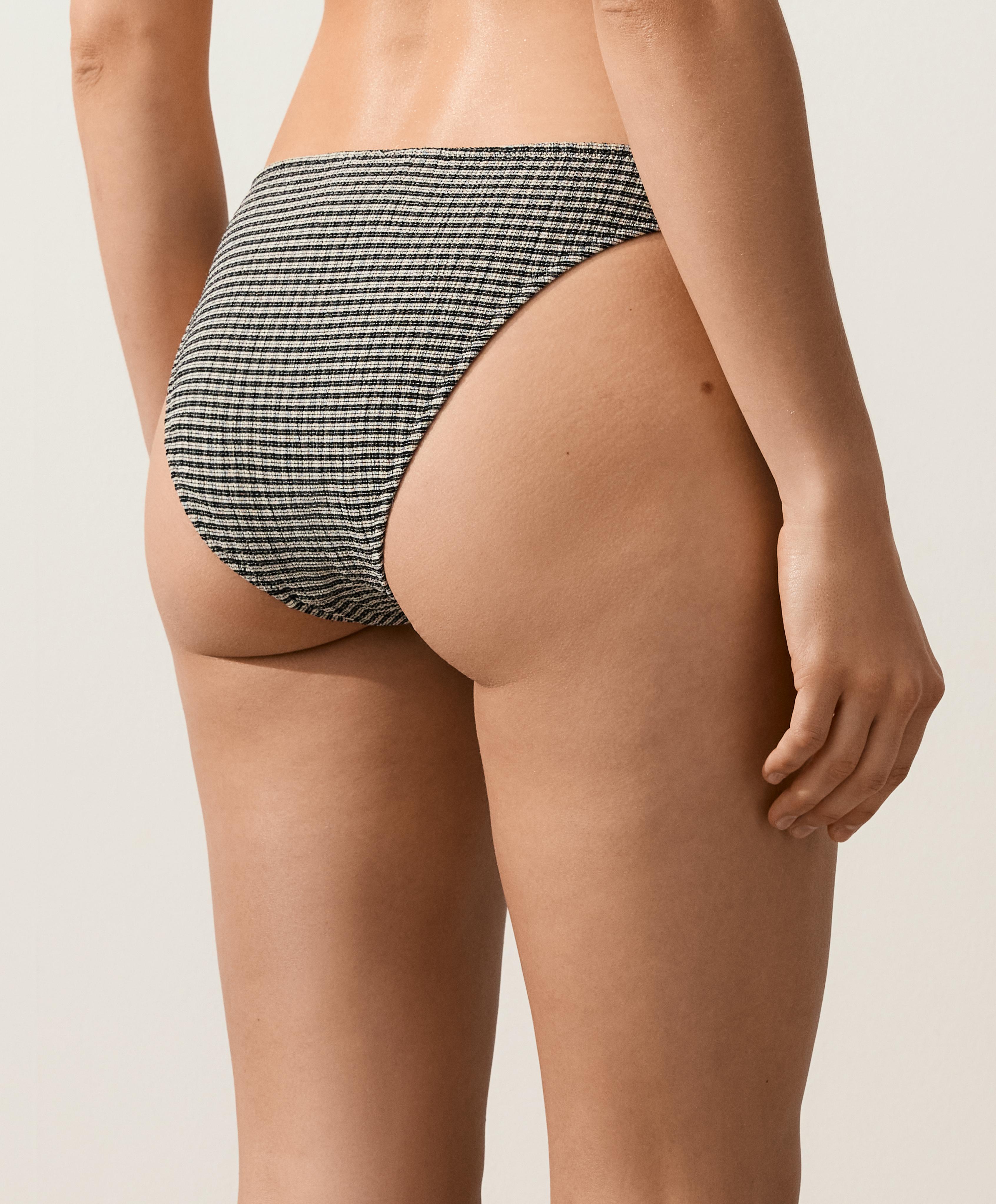 Classic mini check bikini briefs — BLACK