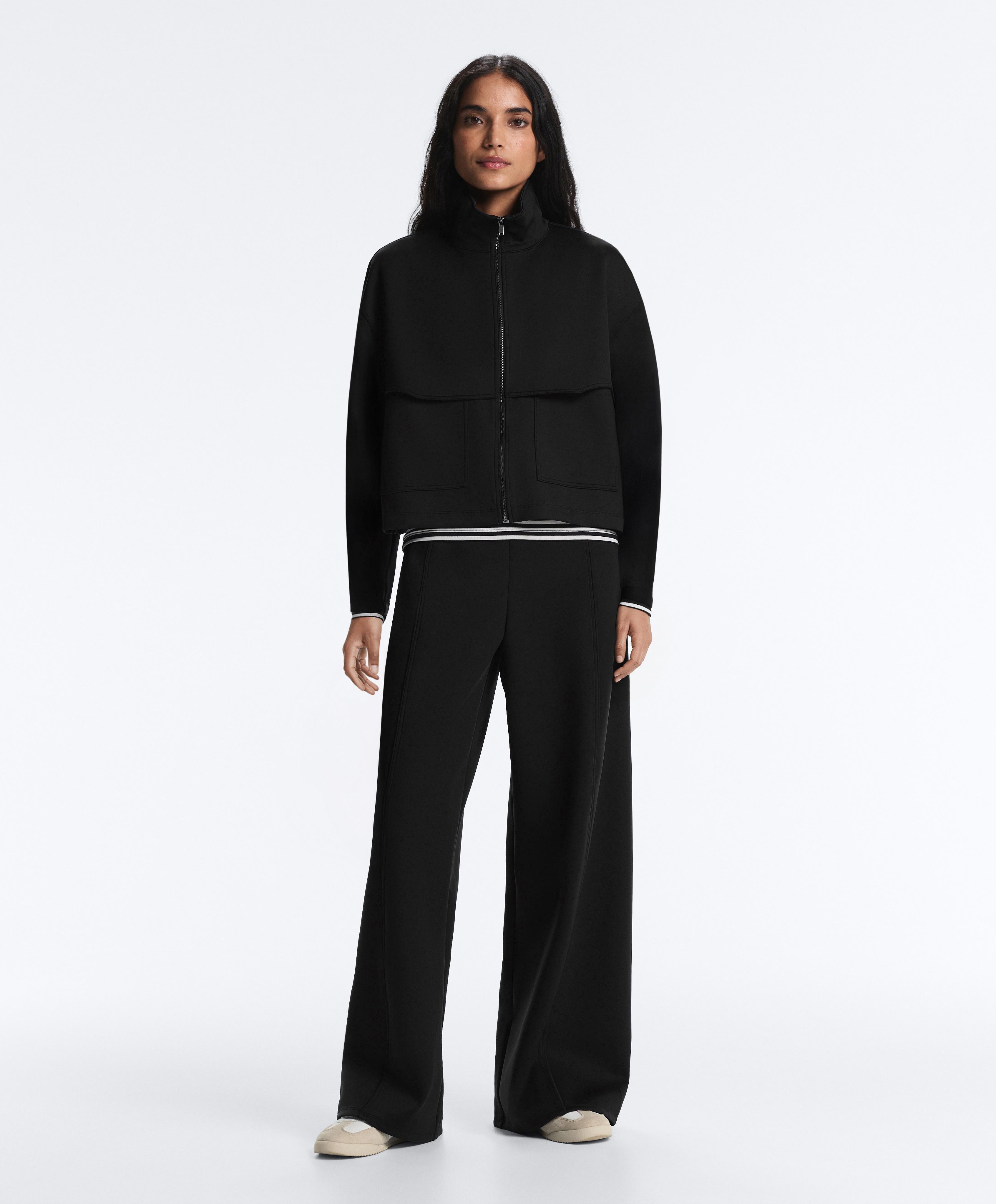 Boxy neoprene-effect jacket