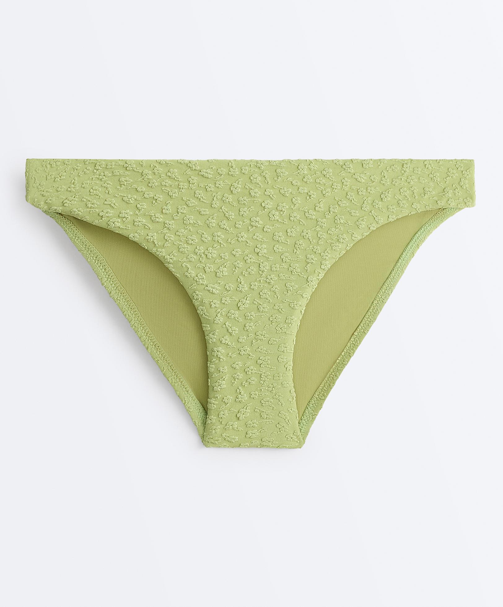 Floral jacquard classic bikini briefs — APPLE GREEN