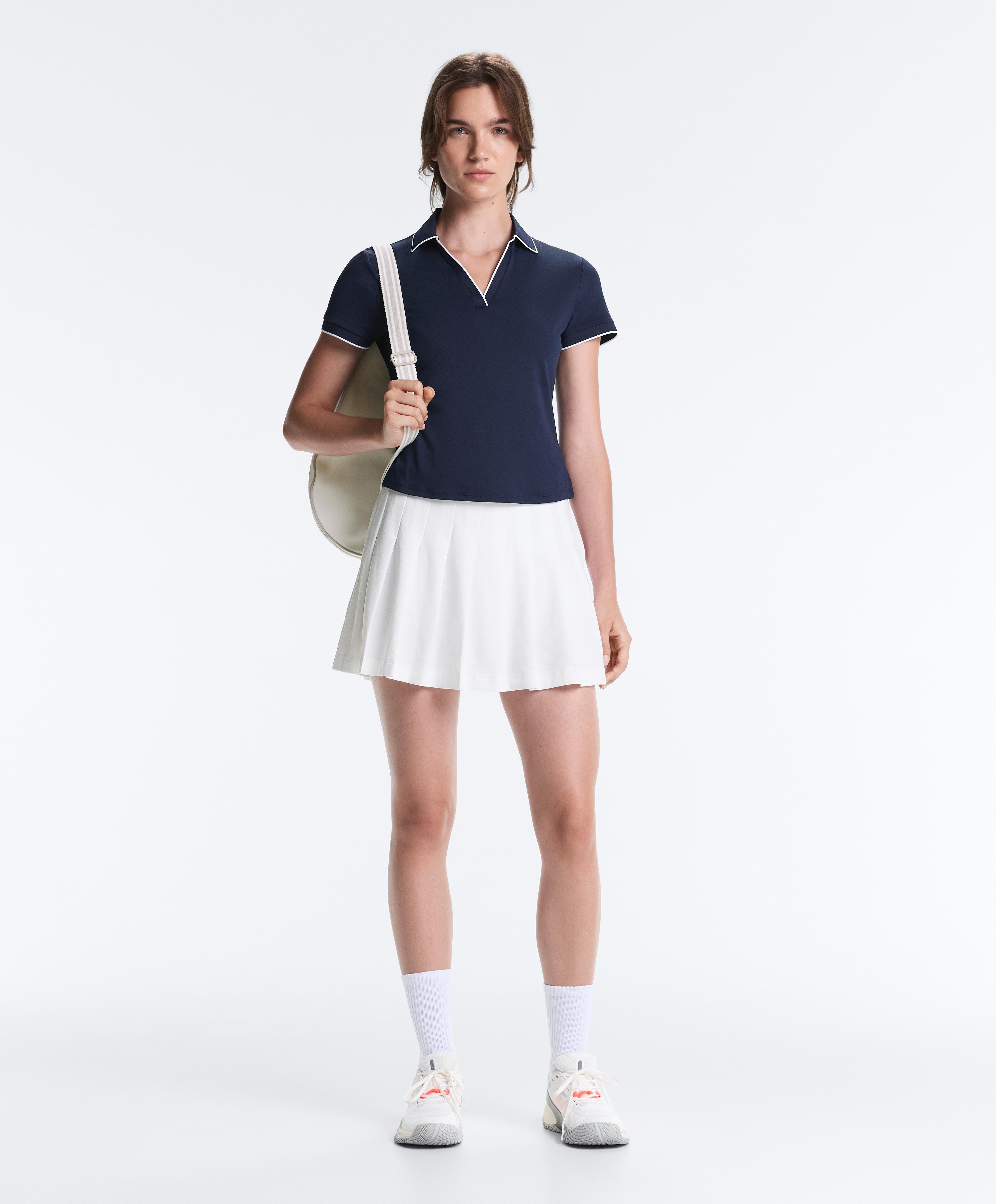 Cotton piqué pleated mini skirt — WHITE