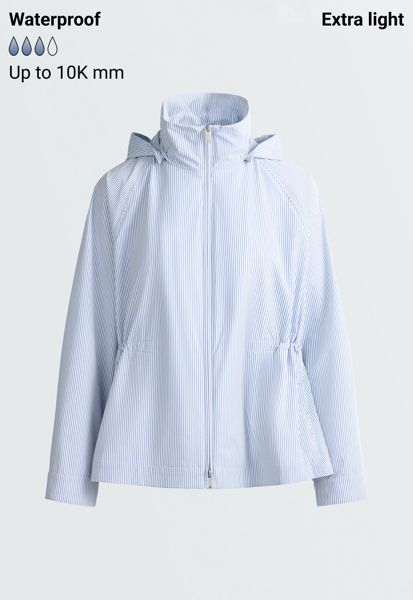 Extra lightweight 10k waterproof striped jacket — PALE BLUE