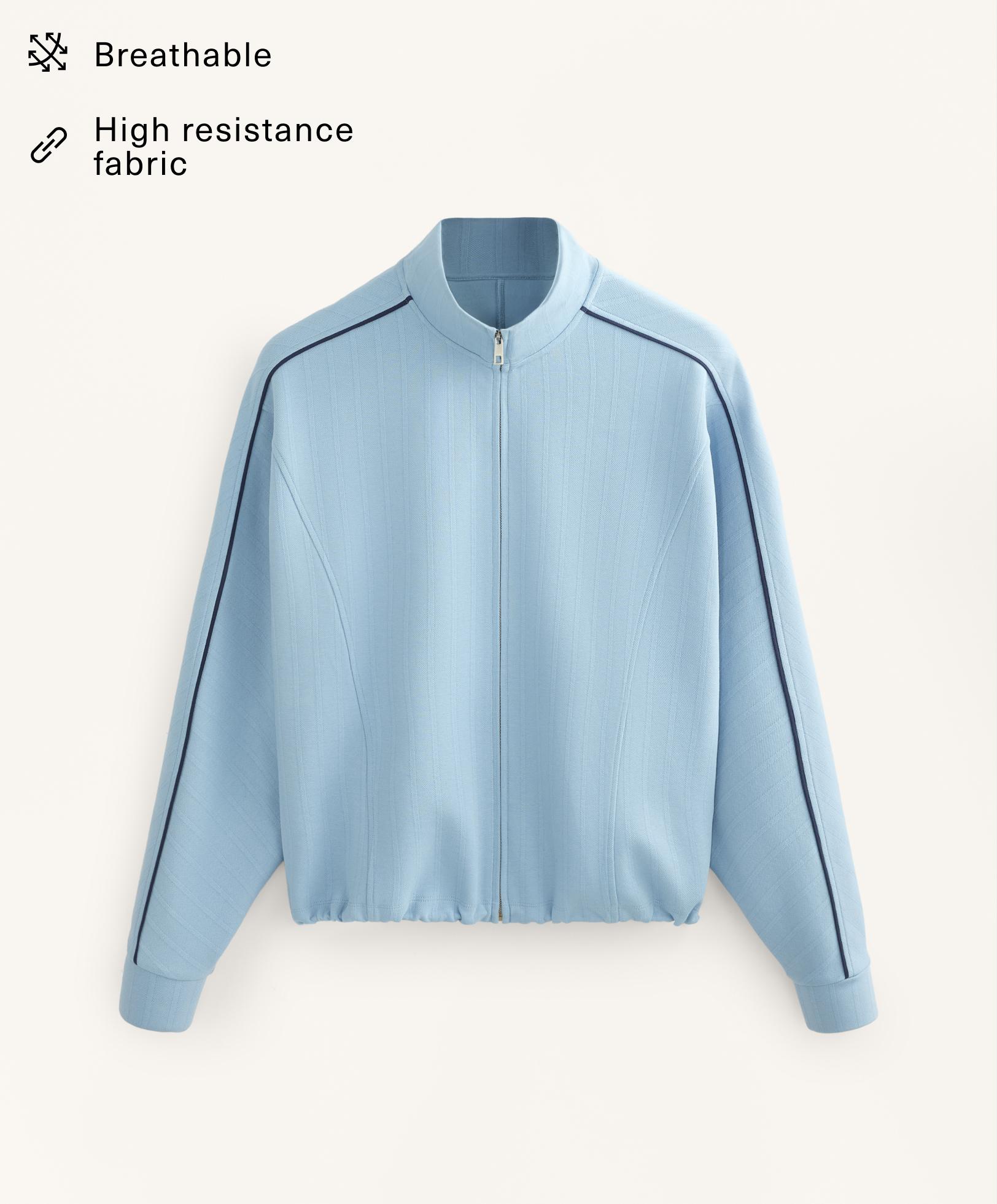 Piqué jacket with side piping and cotton — SKY BLUE