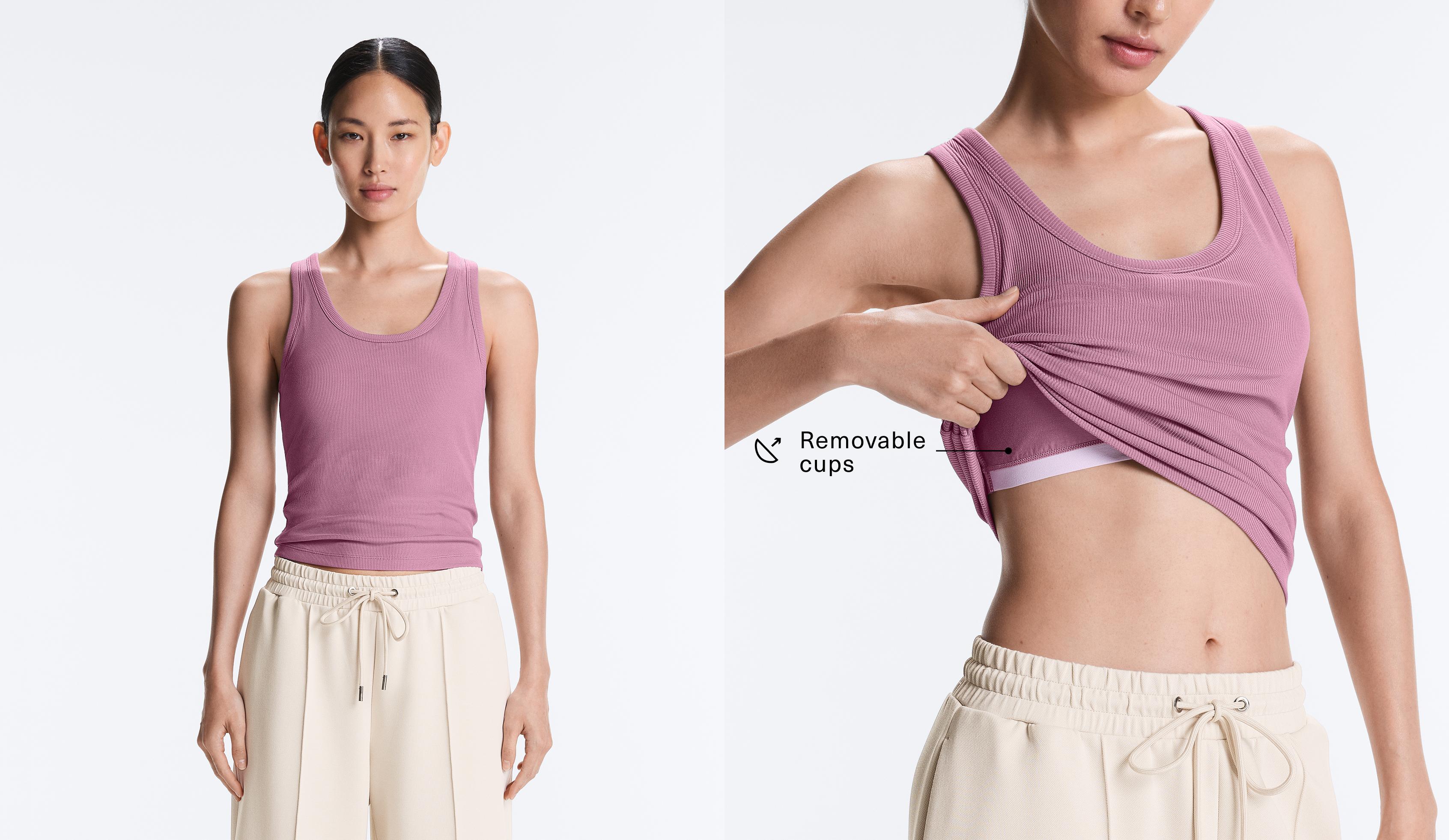 Rib modal blend tank top — MAUVE PINK