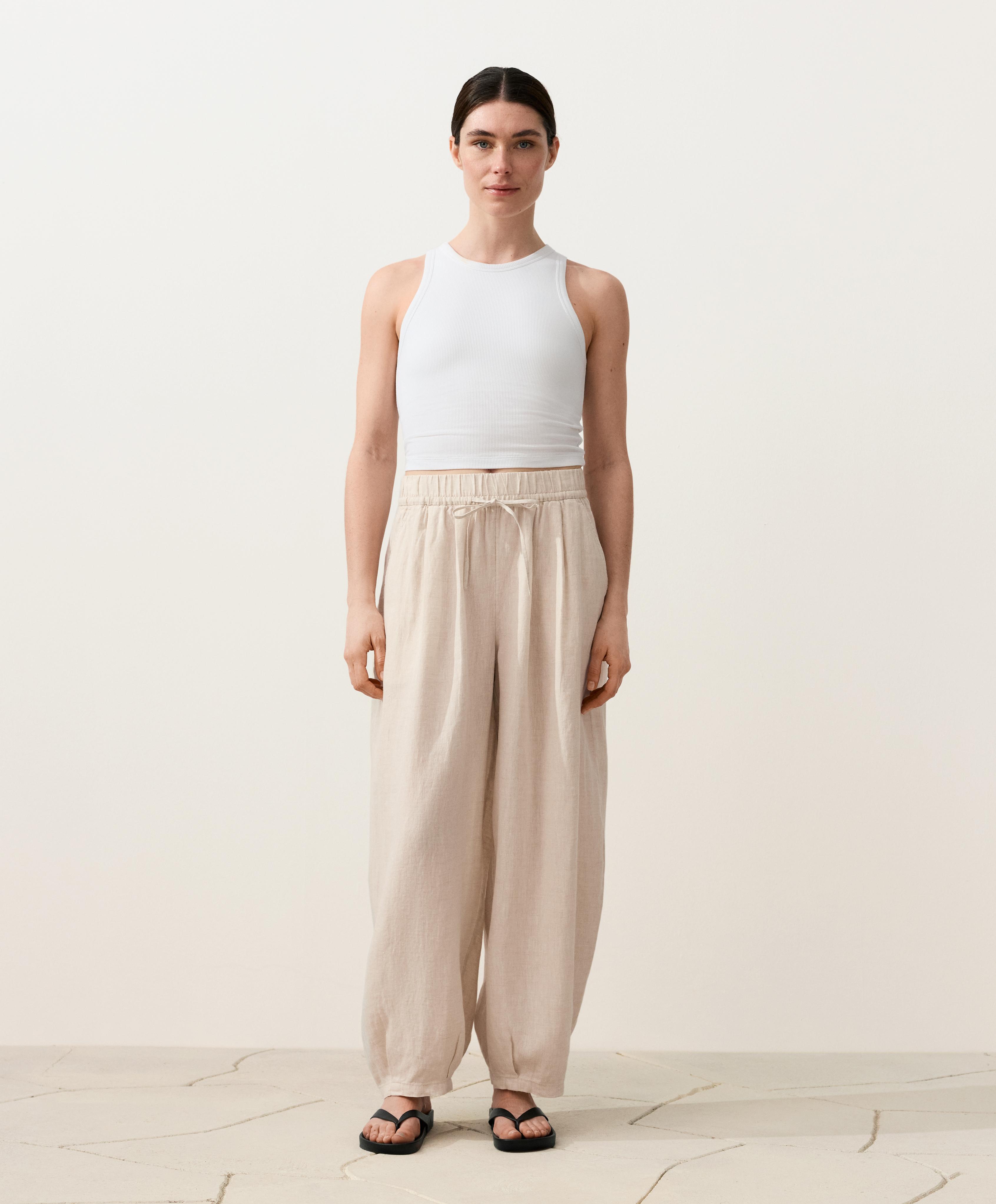 Calças balloon 100% linho