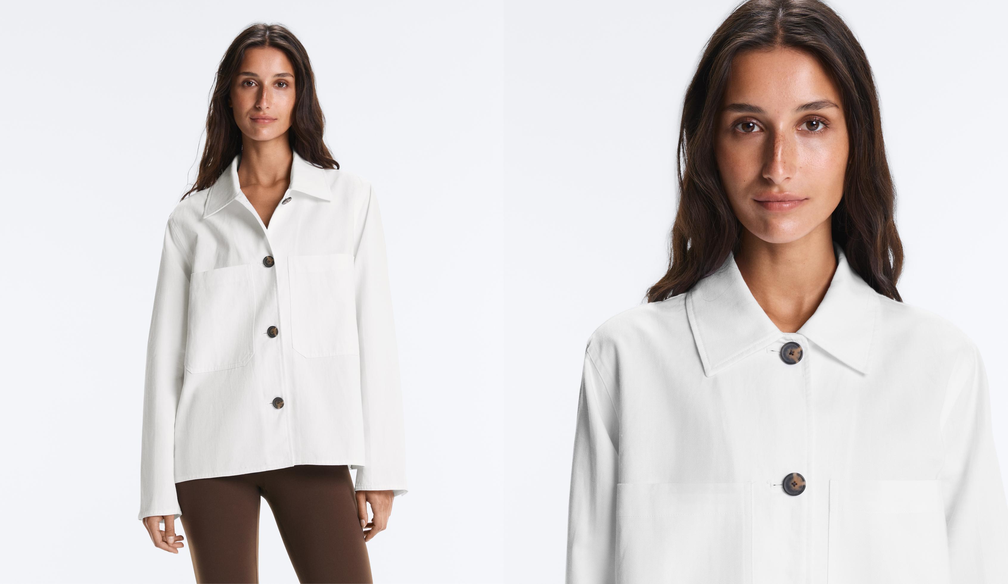 Cotton blend pocket jacket — WHITE