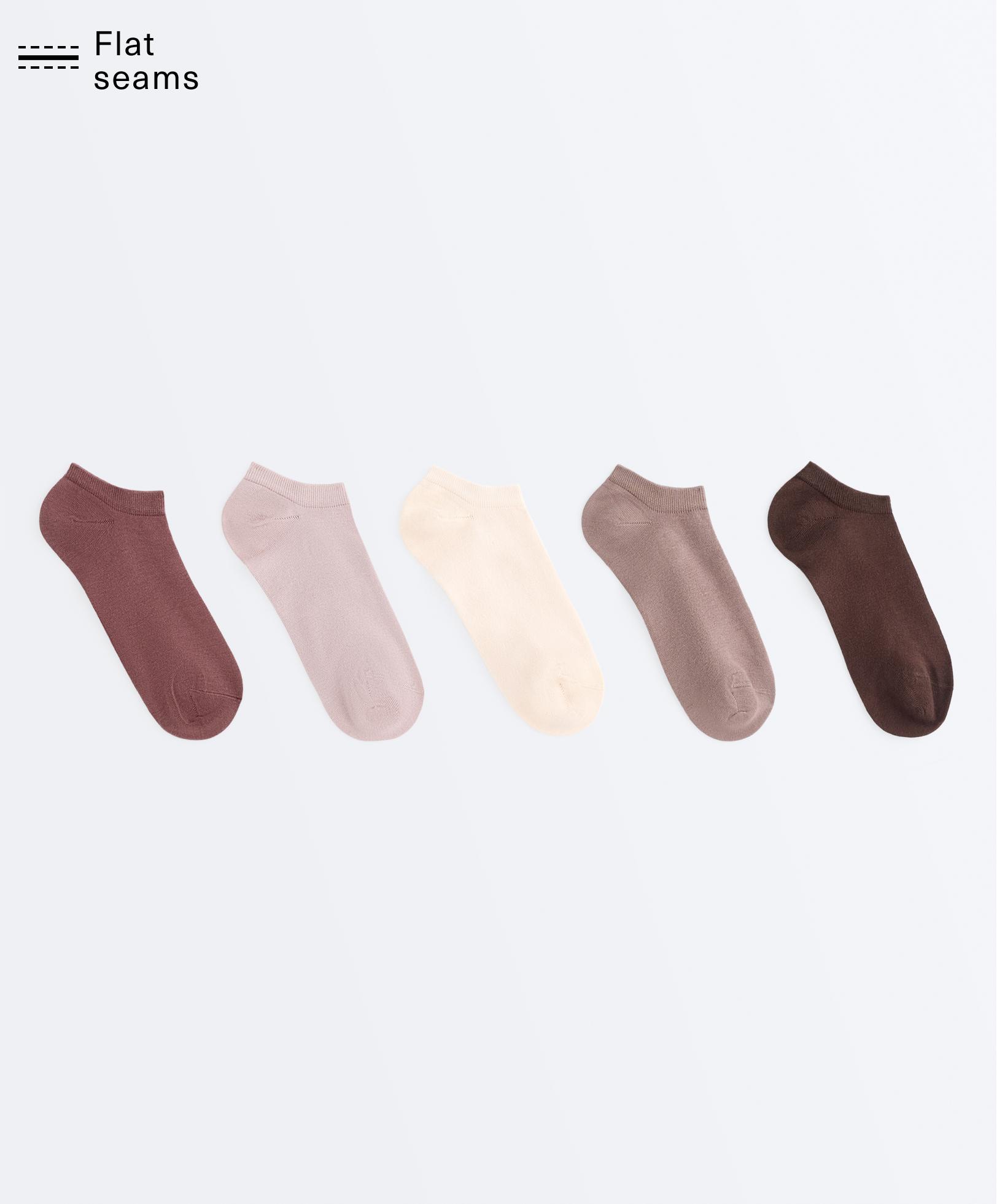 5 pairs of cotton blend sneaker socks — WASHED ROSE