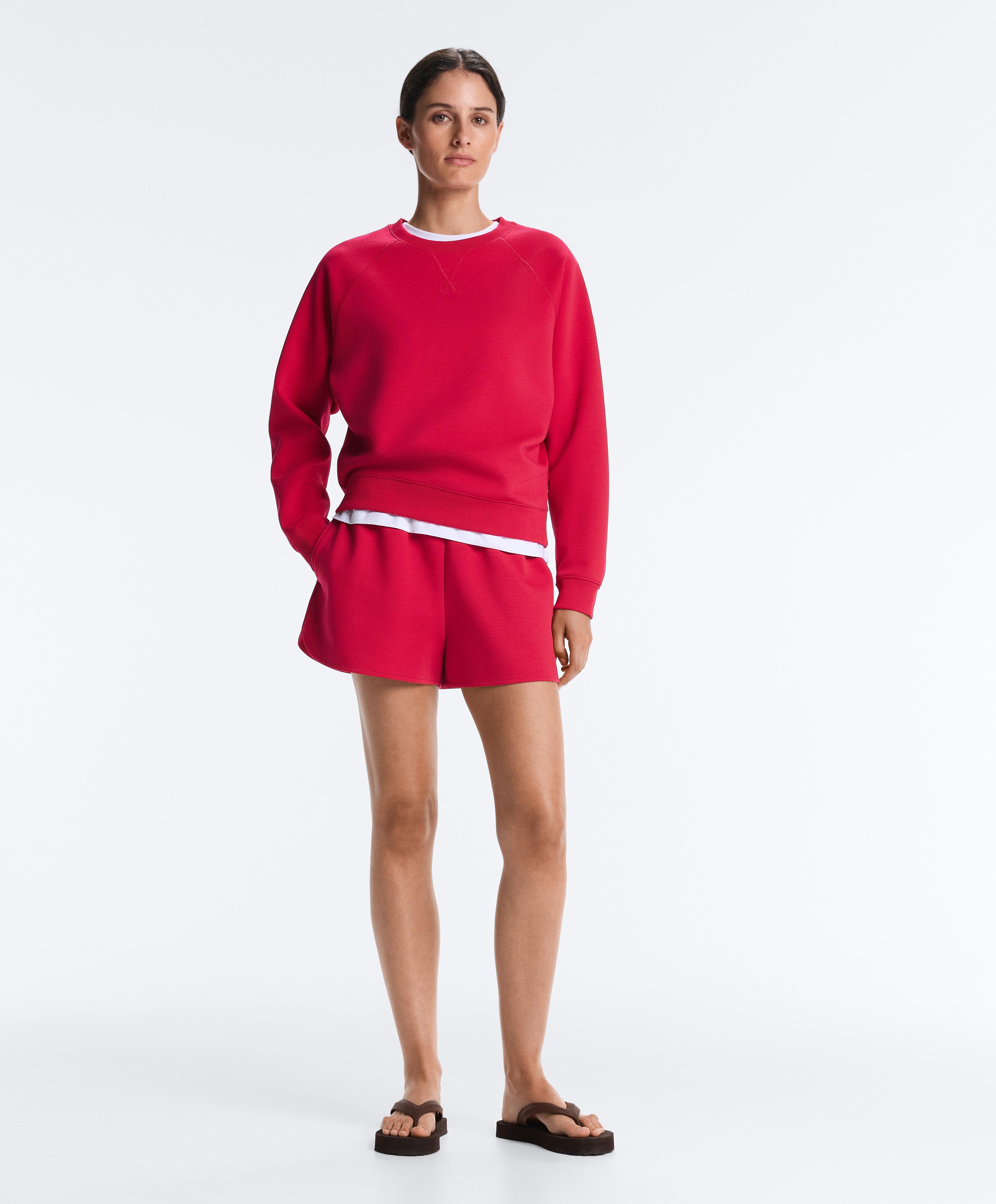 Round neck sweatshirt with piqué cotton — RED