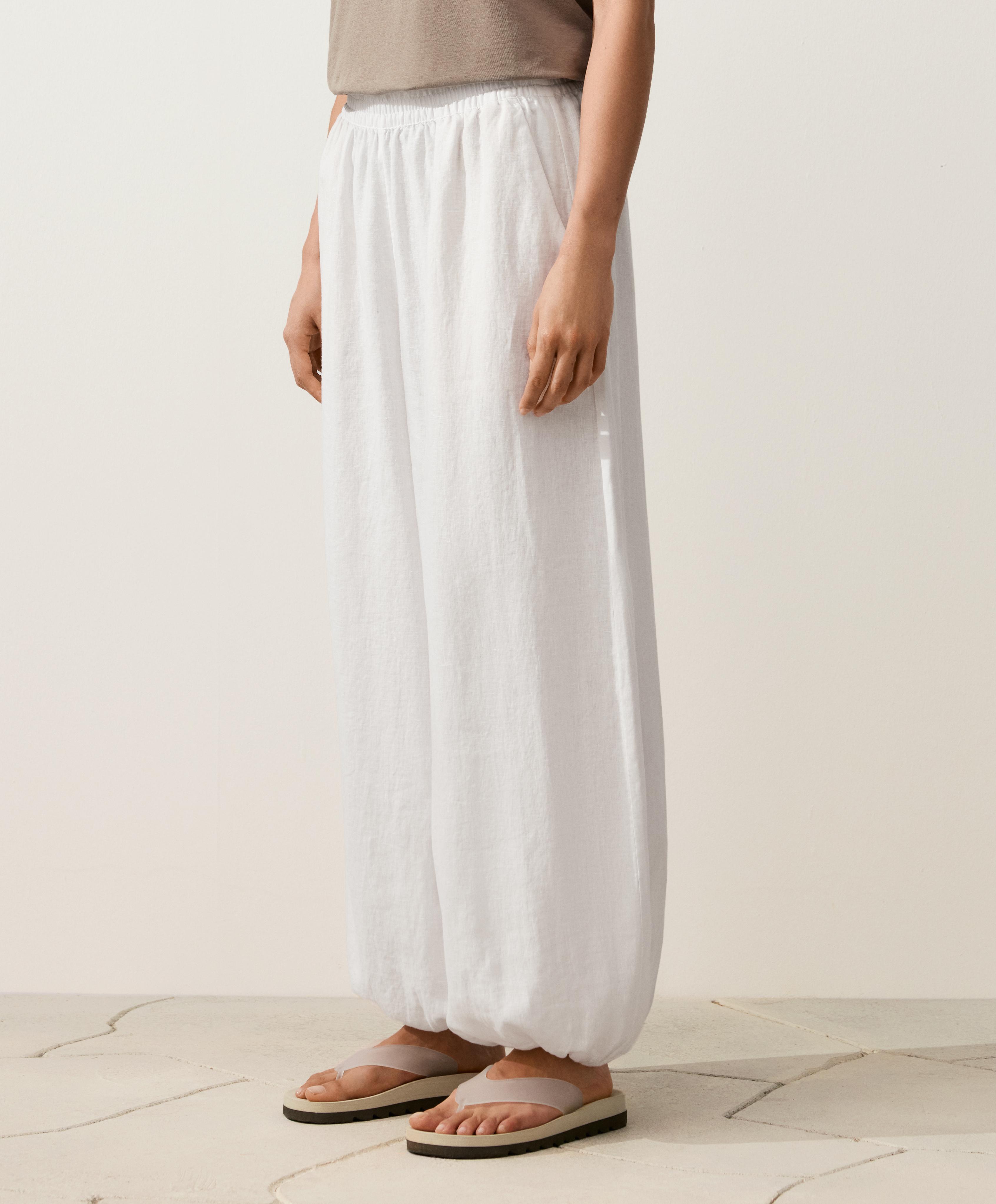 100% linen bloomer trousers — WHITE