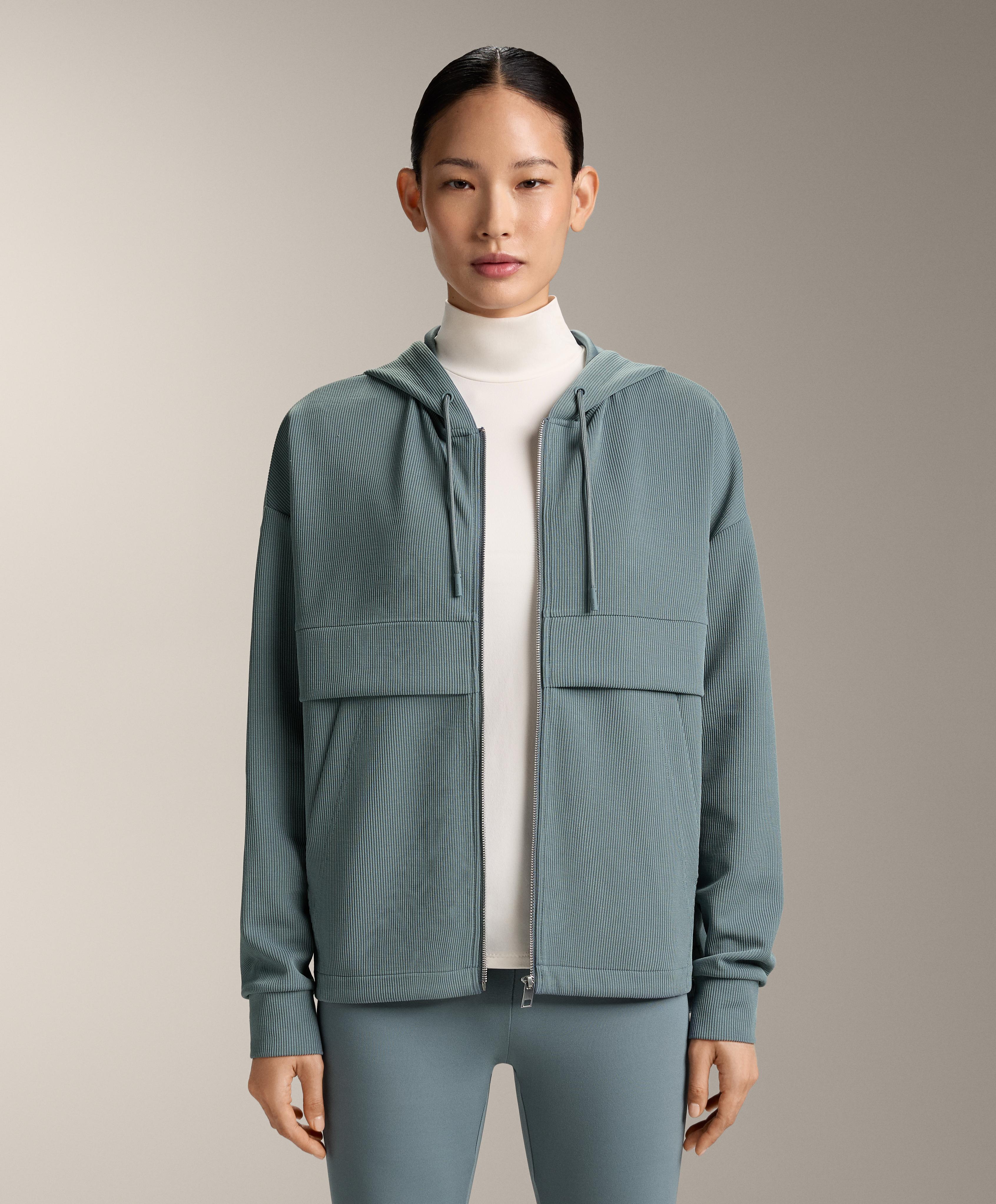 Soft-touch modal zip rib sweatshirt — DARK GREY-BLUE