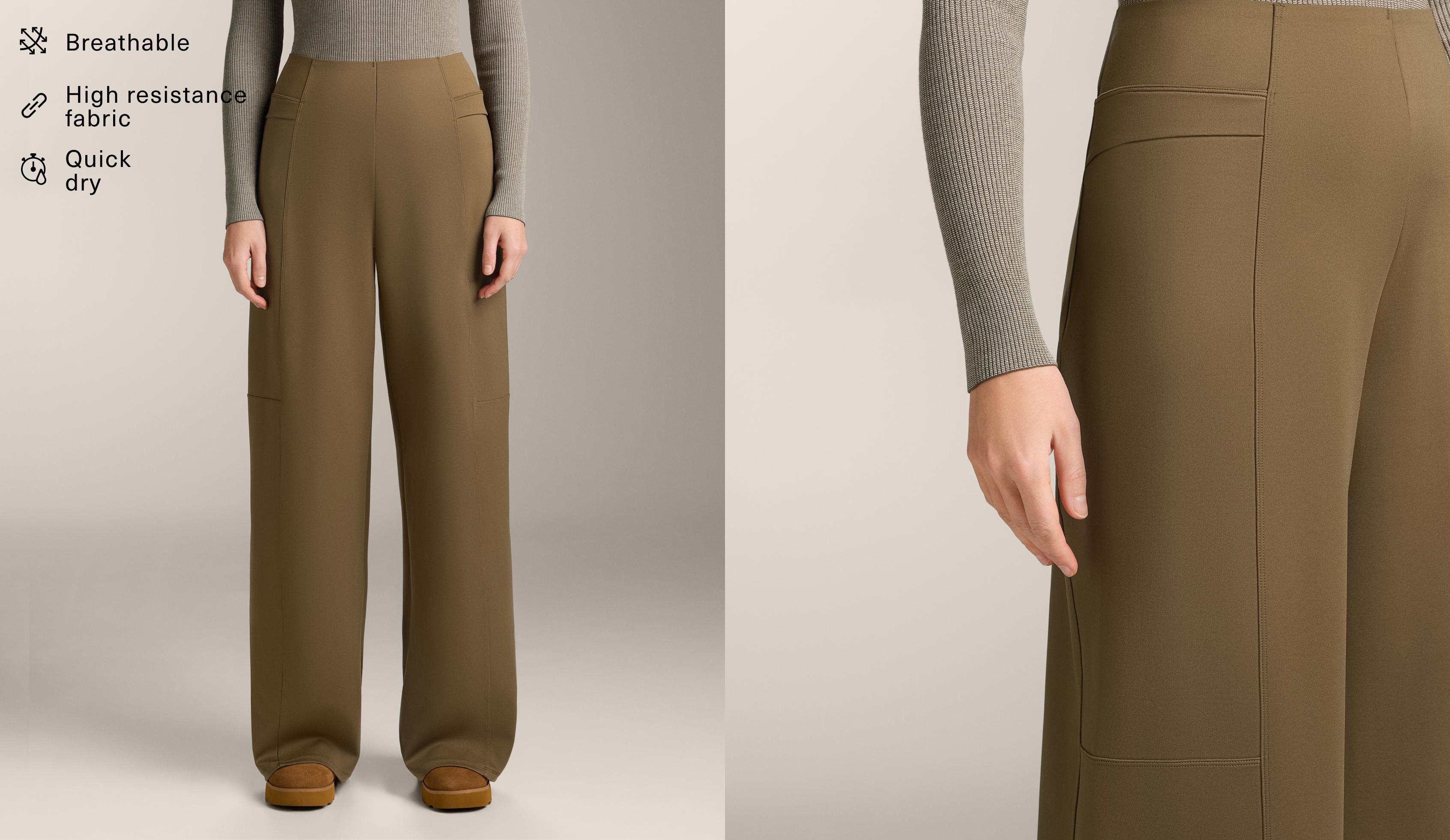 Pantalon droit high rise effet néoprène