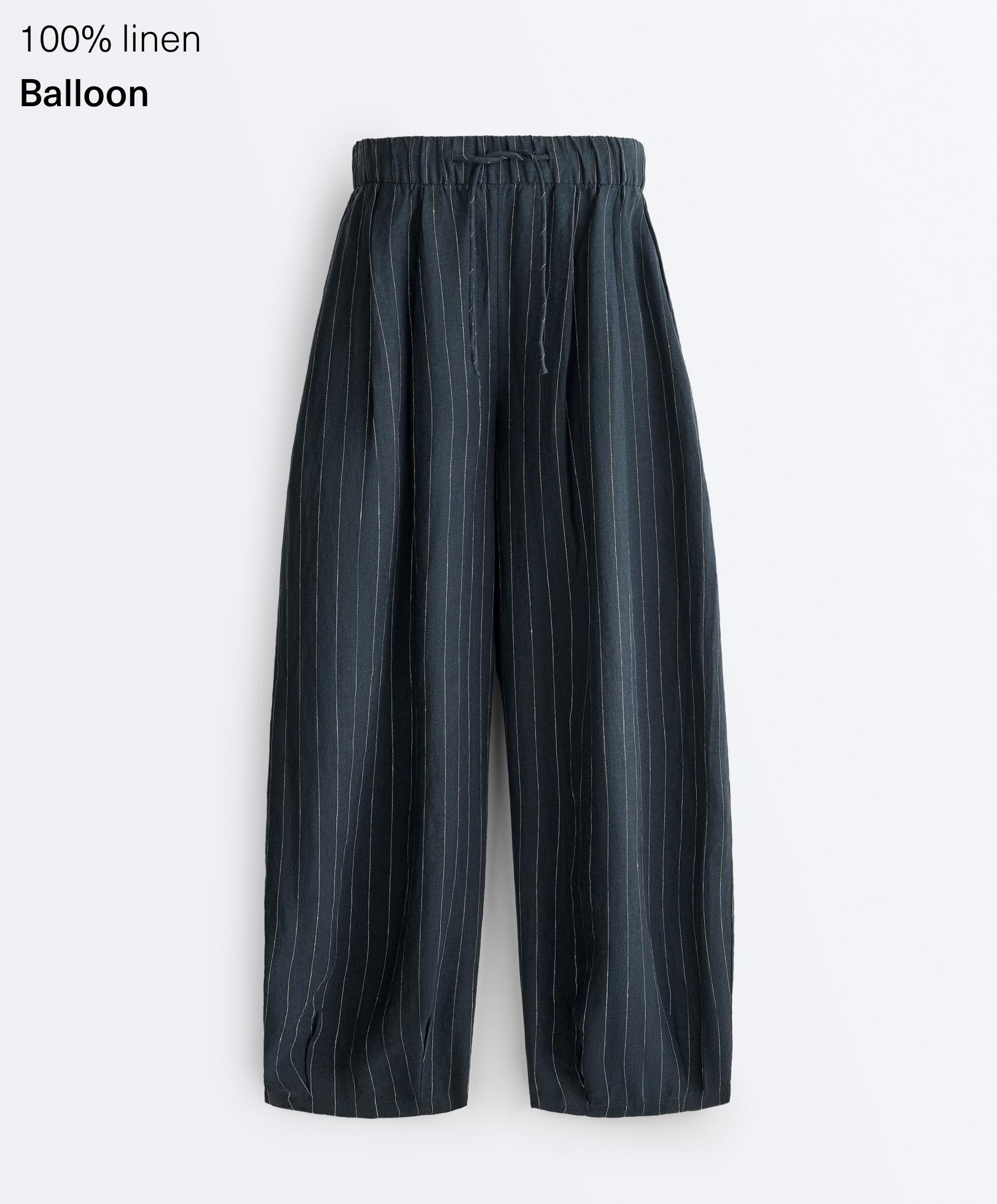 100% linen balloon trousers