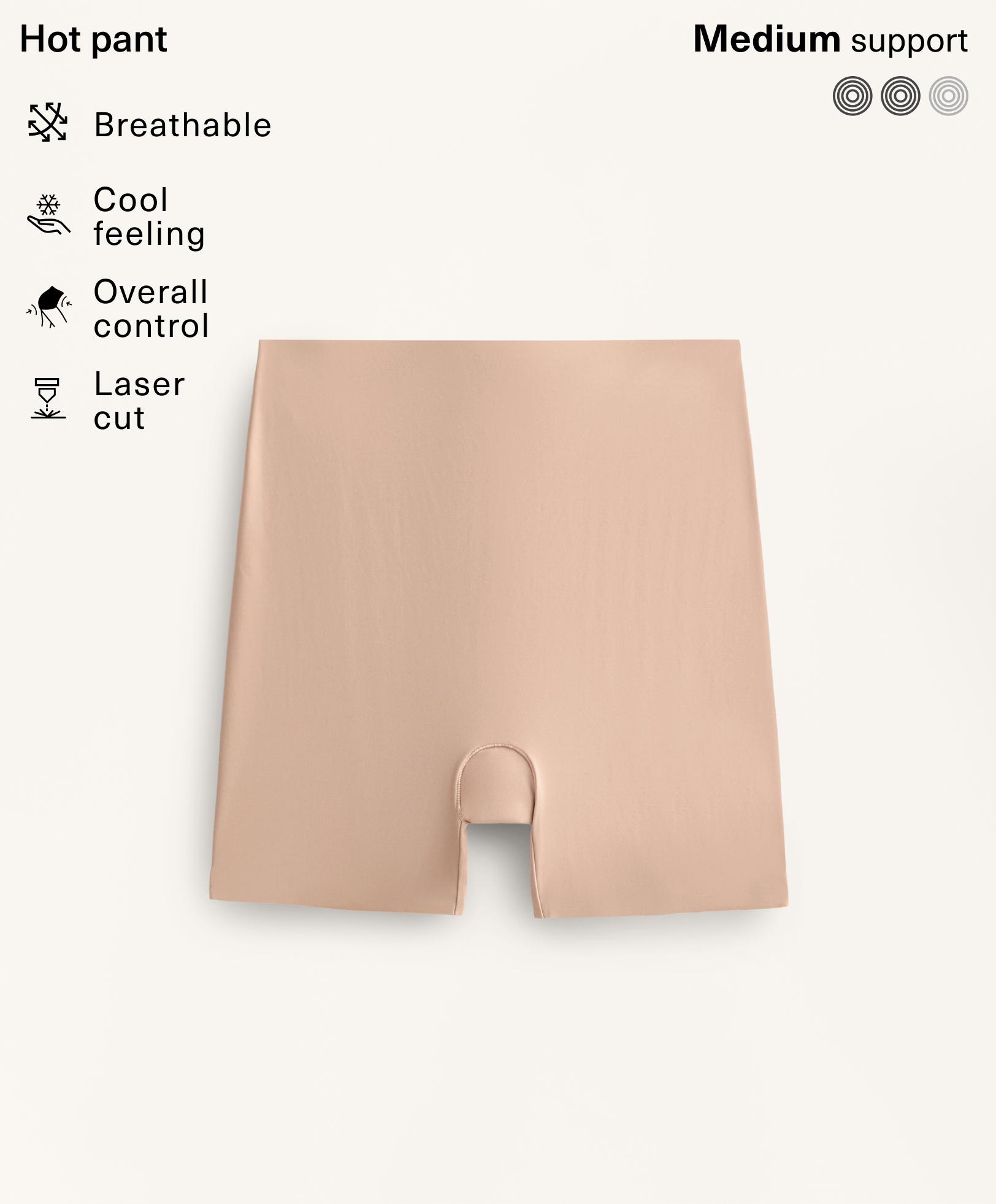 High-waisted invisible laser-cut hot pants — BEIGE
